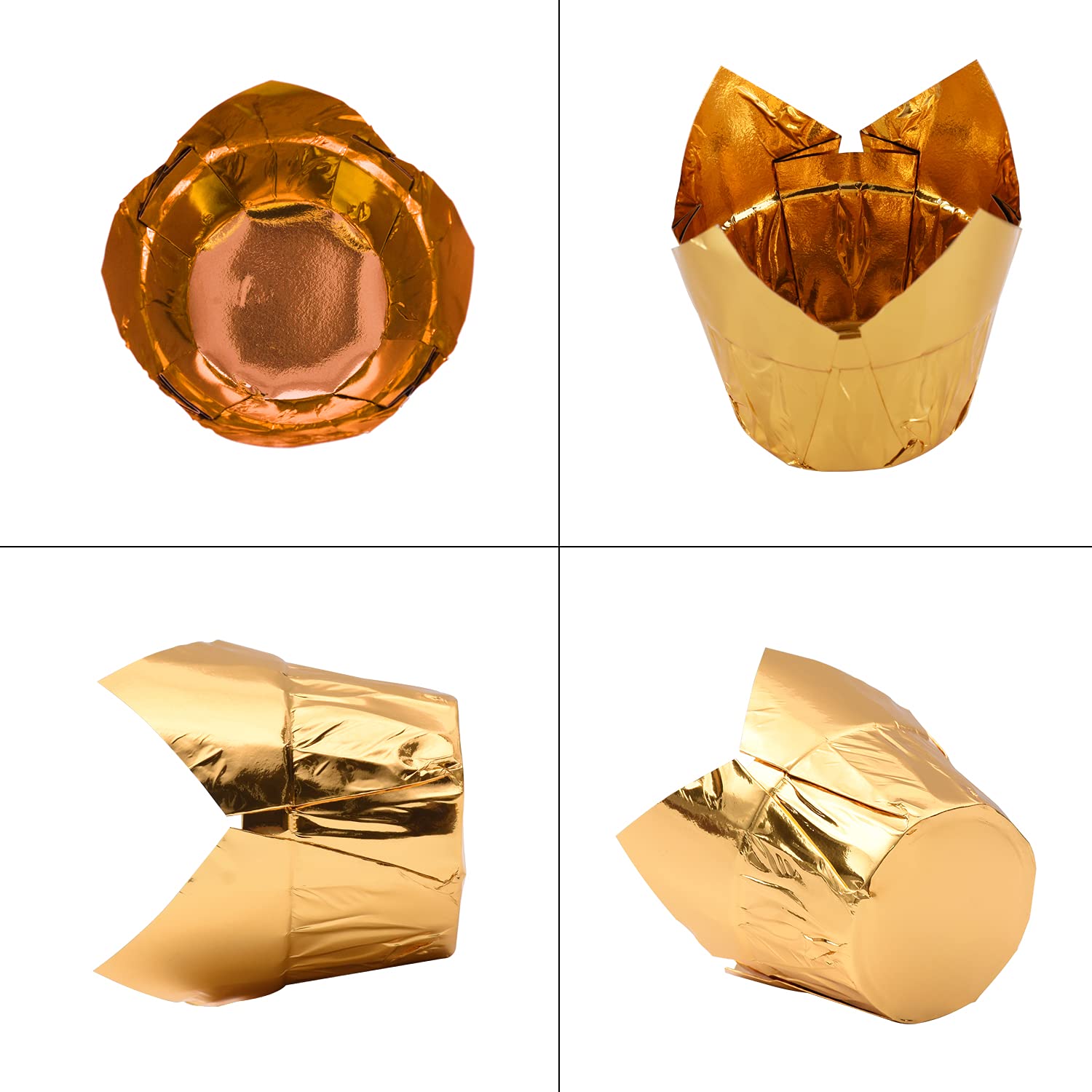 Party Hippo Gold Tulip Cupcake Liners 100 Pcs Baking Paper Cups Holders Greaseproof Muffin Cases Wrappers For Wedding Birthday P