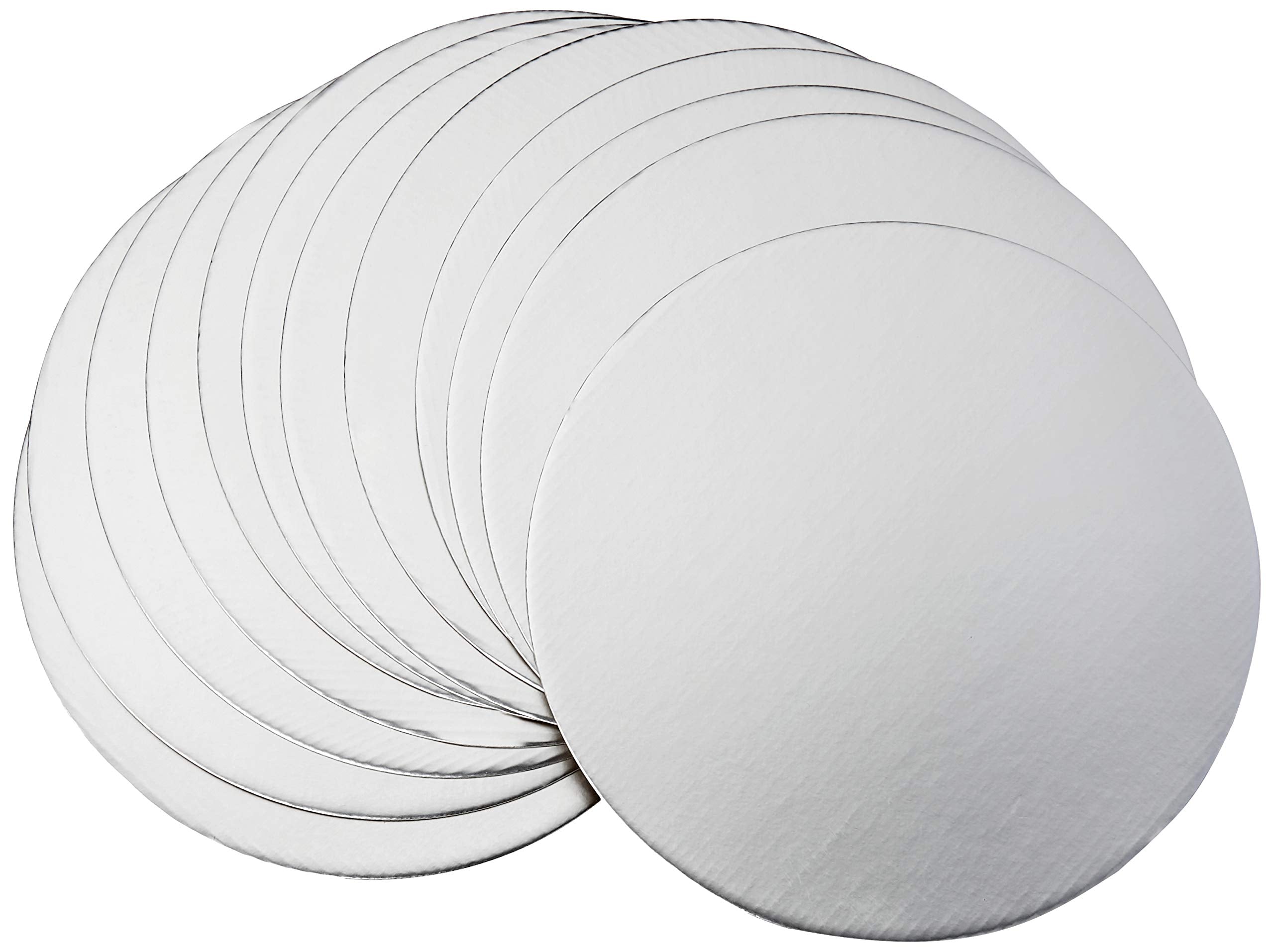 Fox Run 12-Piece Cardboard Scalloped Cake Circle Base, 10'', Silver