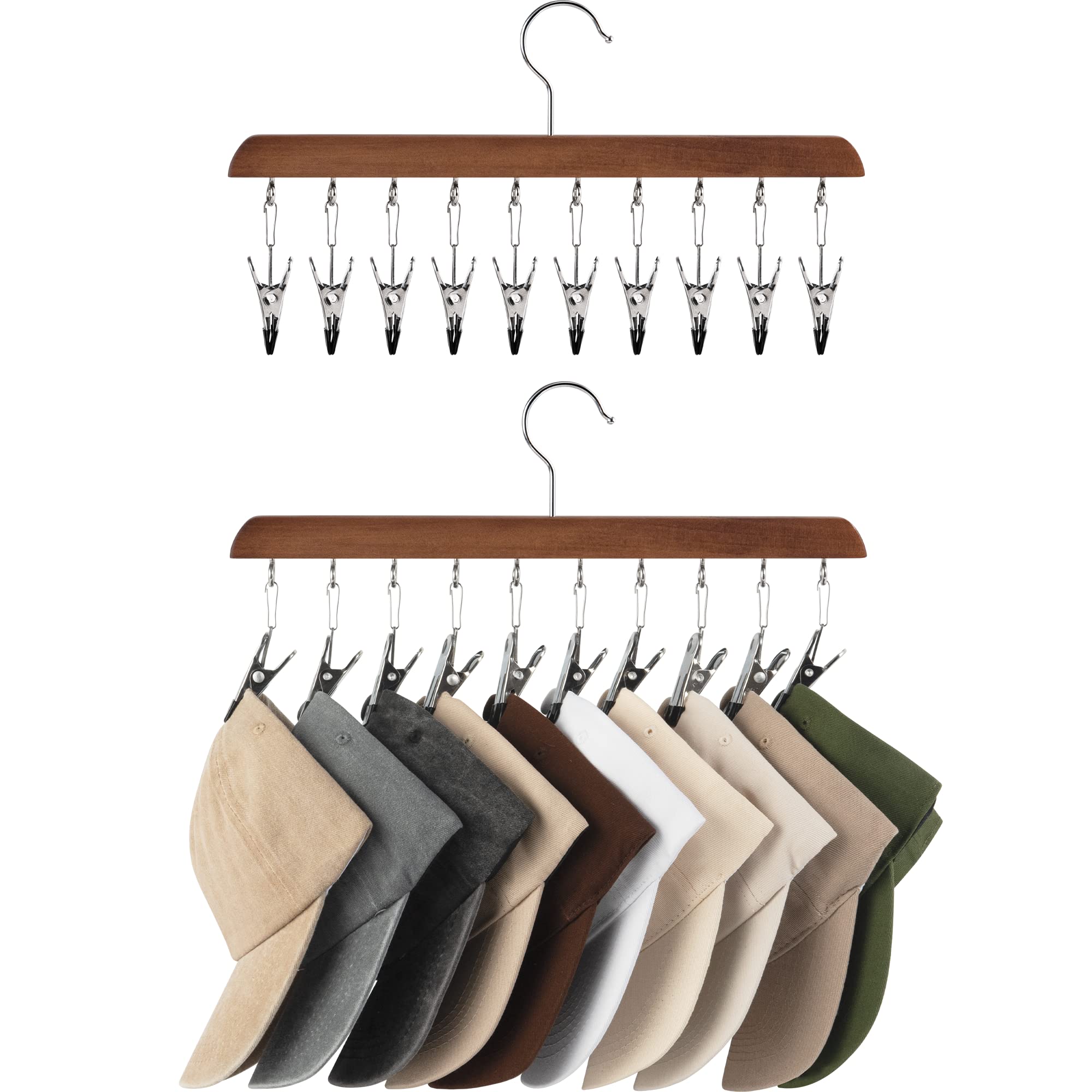 Storageworks Hat Organizer, Hat Storage For Closet, Hat Racks For Baseball Caps, Set Of 2 Cap Organizer With 10 Adjustable Stain