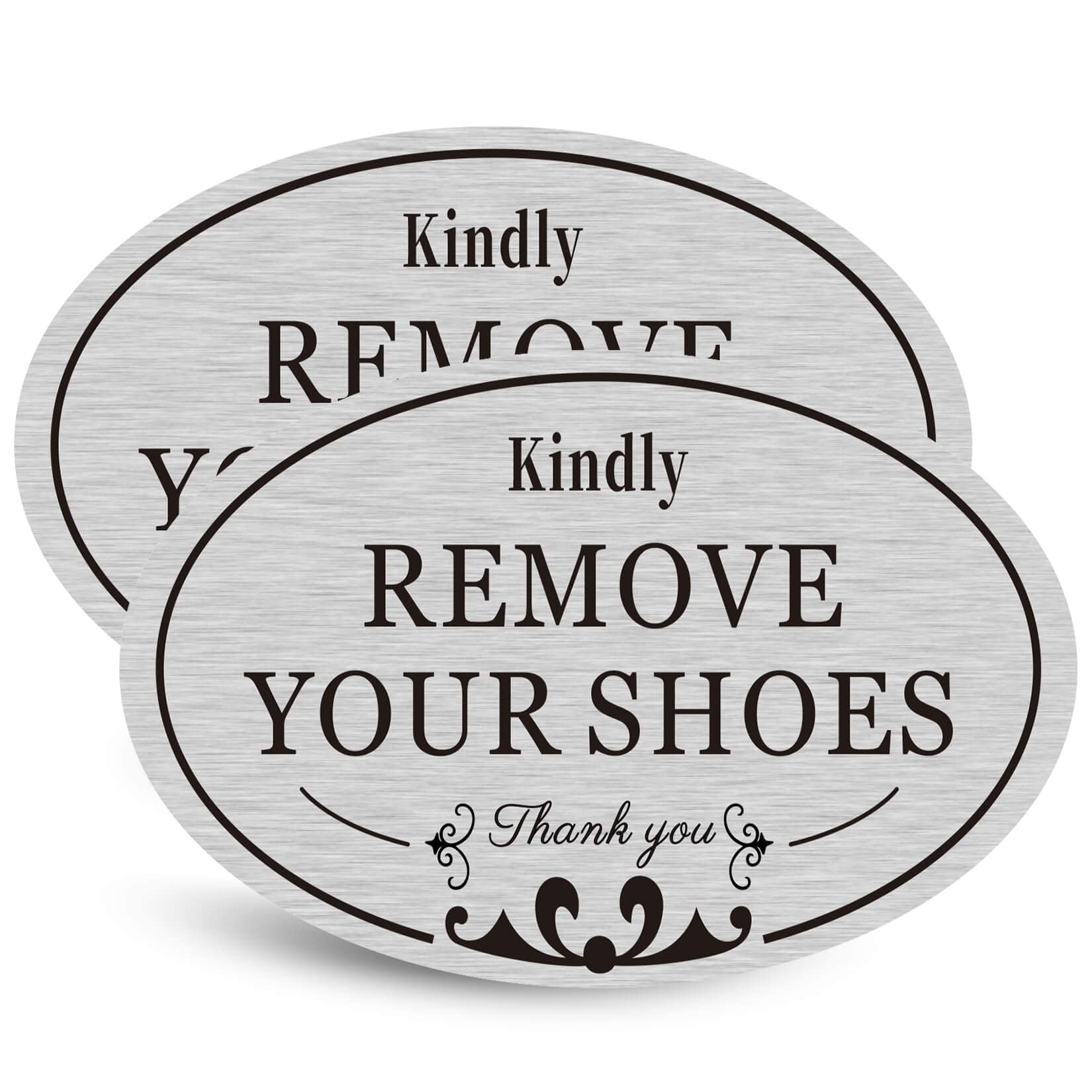 Cargen 2 Pack Kindly Remove Your Shoes Oval Please Take Off Your Shoes No Shoes Sign Decal Sticker Home House Door Sign 6.3'' X