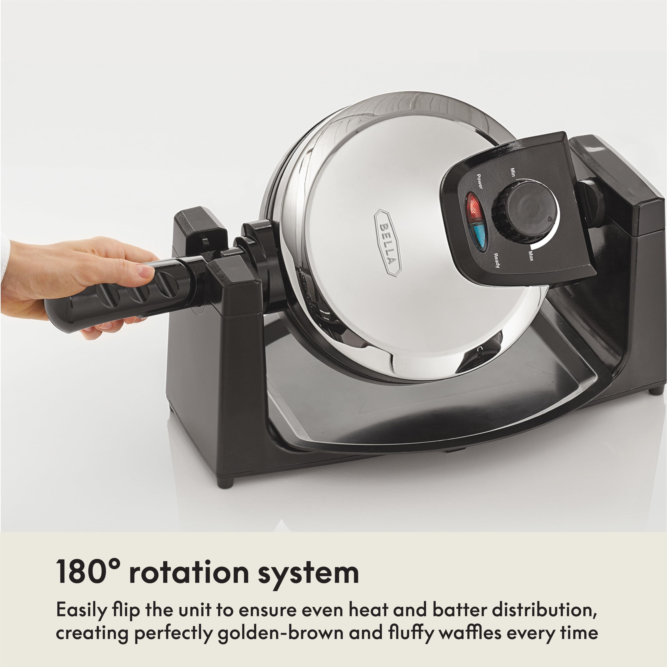Bella Classic Rotating Belgian Waffle Maker With Nonstick Plates, Removable Drip Tray, Adjustable Browning Control And Cool Touc