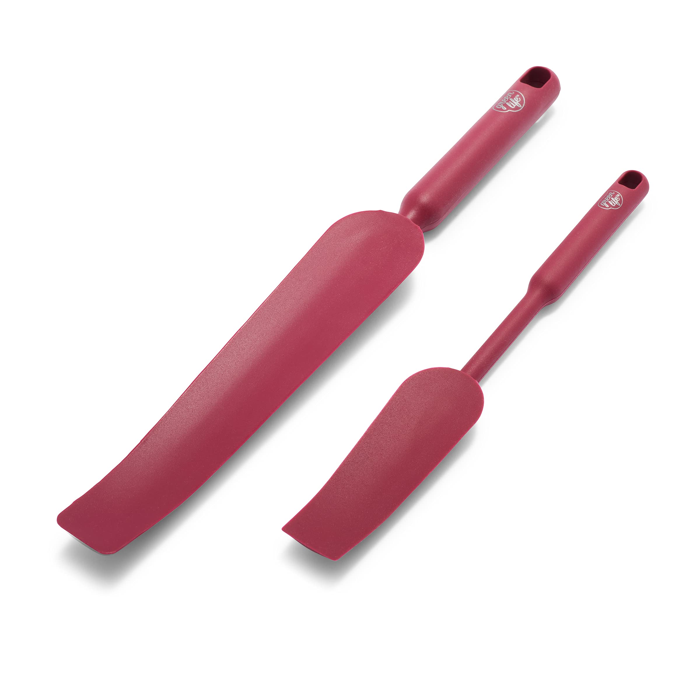 Greenlife Cooking Tools And Utensils, Easy Reach Silicone Spatula Set For Baking Mixing And Stirring, Heat And Stain Resistant,