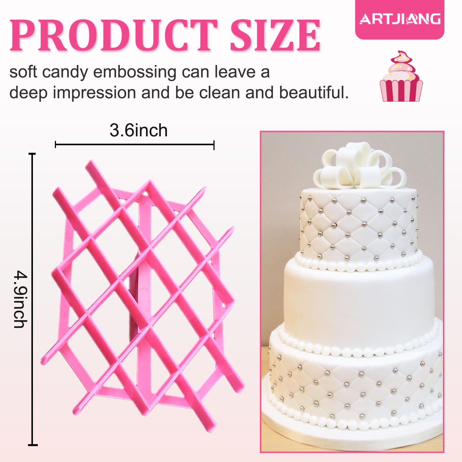 Rhombus Diamond Shape Fondant Cake Mould Embosser, 4.9In Fondant Embosser, Lace Flower Cookie Cutter, Accessories For Cake Fonda