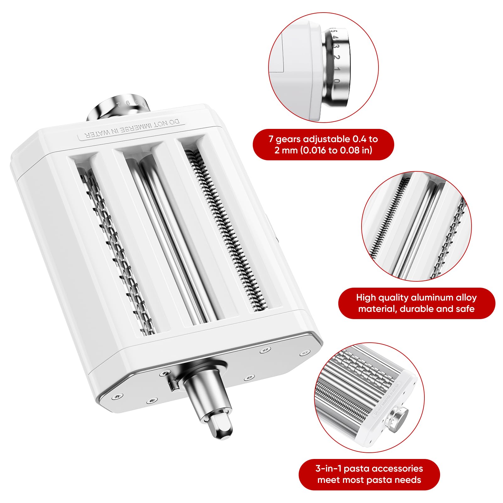 Pasta Attachment For Kitchenaid Stand Mixer, 3 In 1 Set For Kitchenaid Pasta Attachment,Included Pasta Sheet Roller, Fettuccine