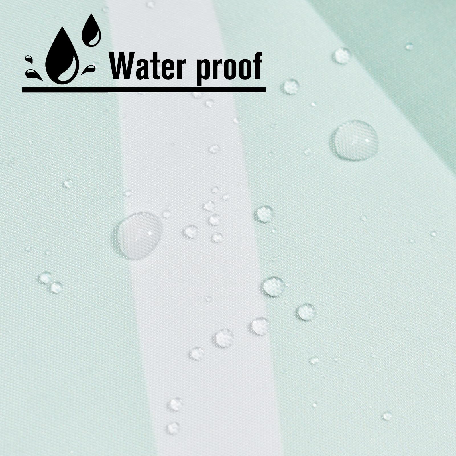 Yiatn Light Green No Hook Hotel Collection Shower Curtain - Hotel Style With See Through Mesh Top Window, Modern Geometric Water