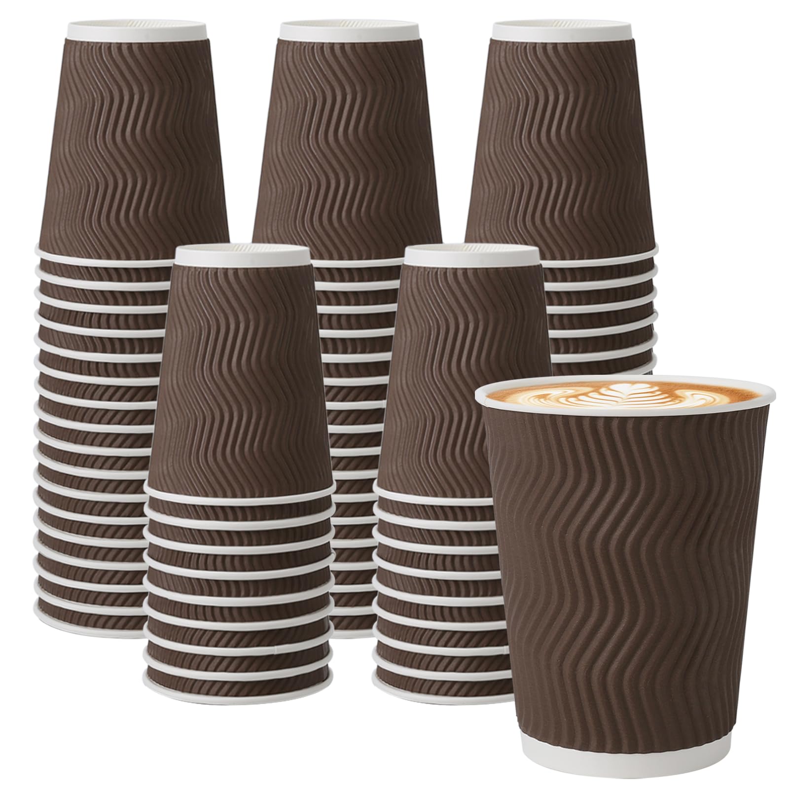 BYSNOW 150 Pack 12 oz Coffee Cups, Insulated Disposable Hot Paper Cups