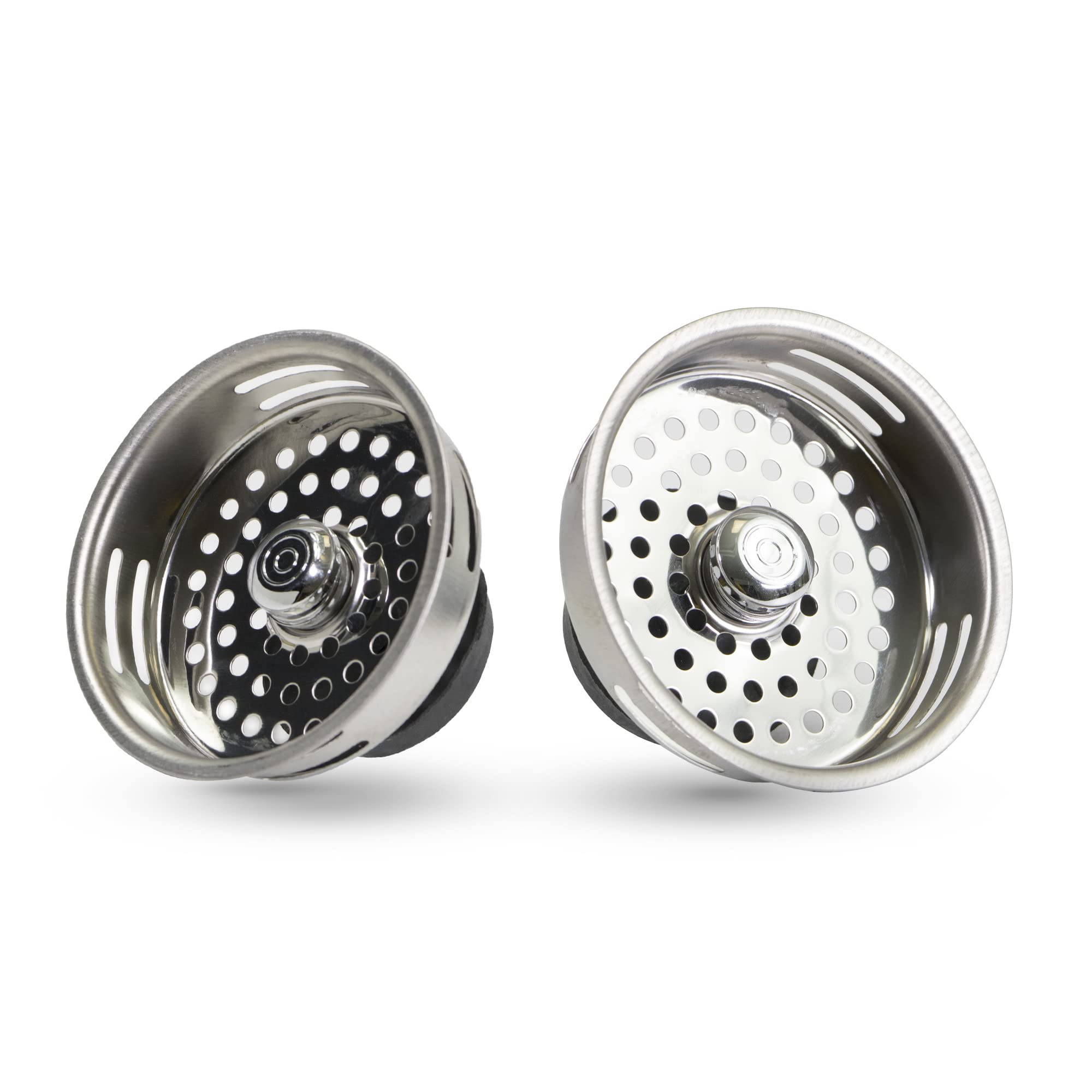 Highcraft 9843-2 Stainless Steel Kitchen Sink Strainer Basket Replacement For Standard Drains (3-1/2 Inch) -Universal Style Rubb