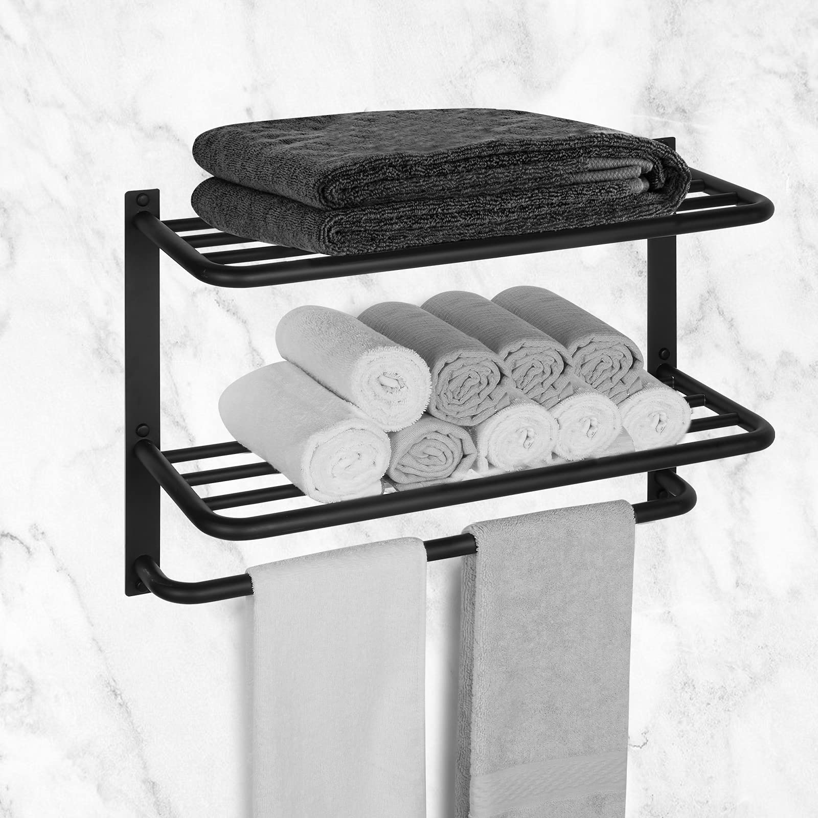 Towel Rack For Bathroom, Dewvie 23 Inch Tower Holder With Tower Bars, Sus 304 Stainless Steel Lavatory Bath Towel Shelf Towel Ha