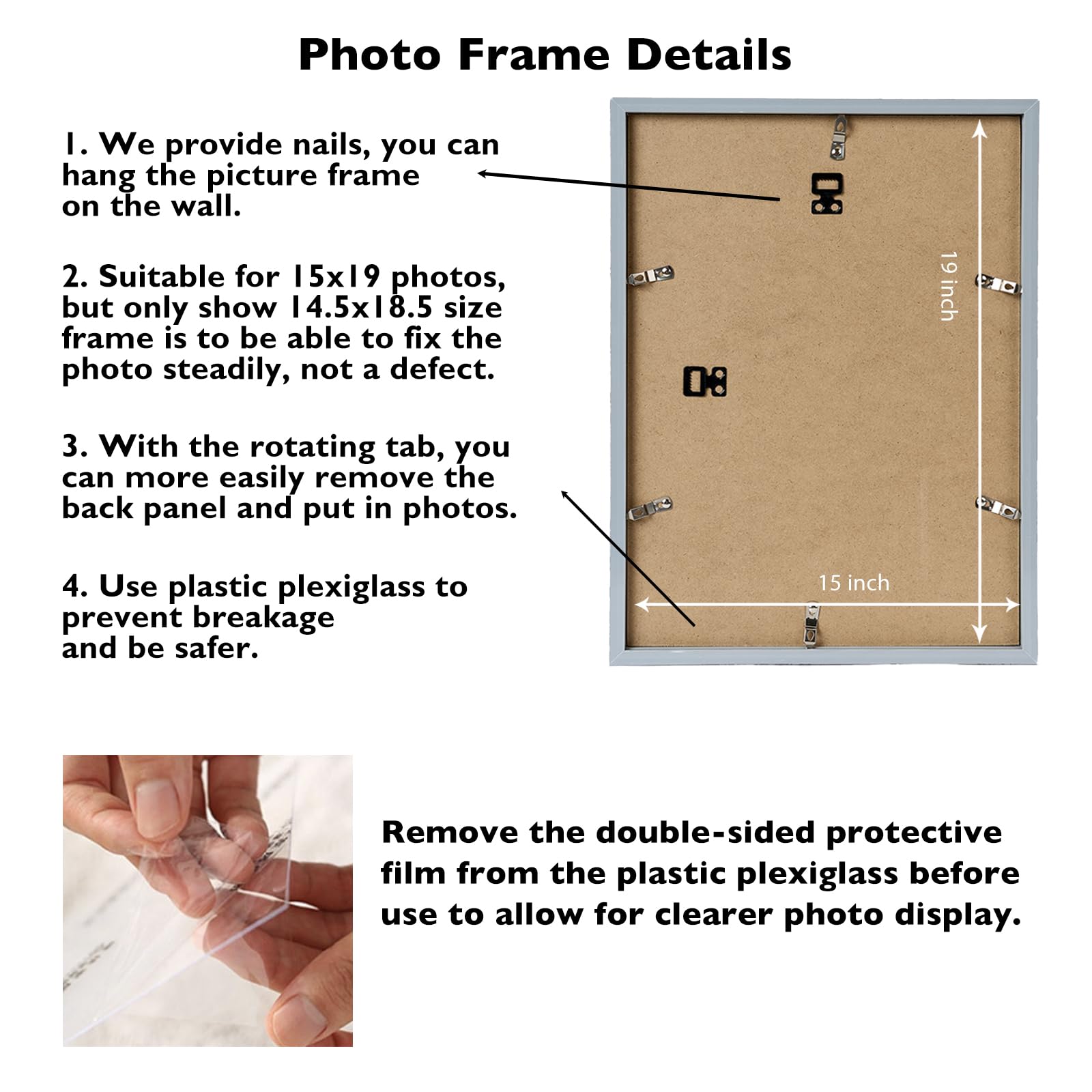 JCJMY 15x19 Picture Frame Rustic Brown for Poster Photo Picture, Horizontal and Vertical Formats for Wall Hanging, 15 x 19 Wall