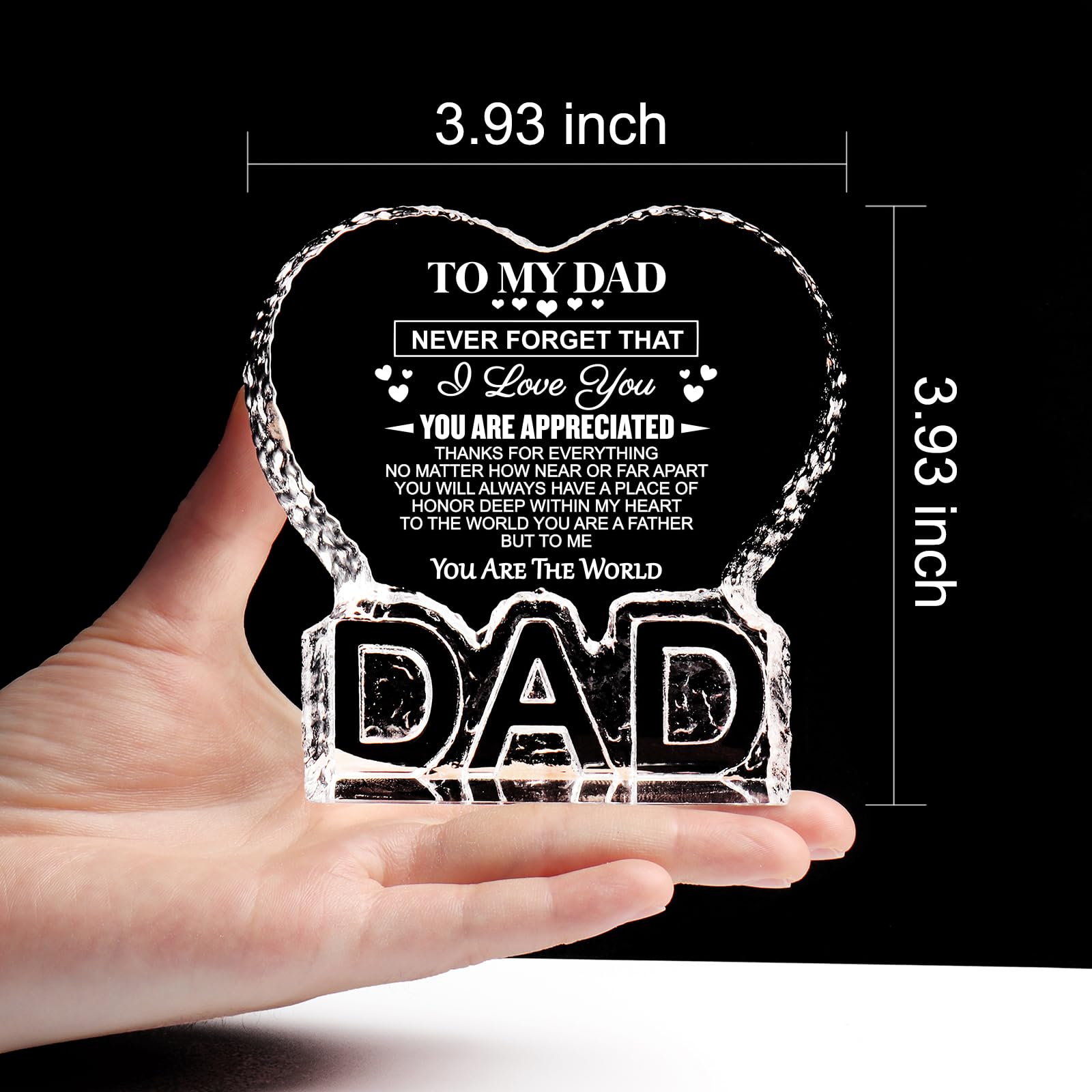 ZHSHWAT Dad Gifts for Fathers Day,K9 Crystal Keepsake Gift from Daughter Son to Dad Fathers Day Christmas Anniversaries Birthday