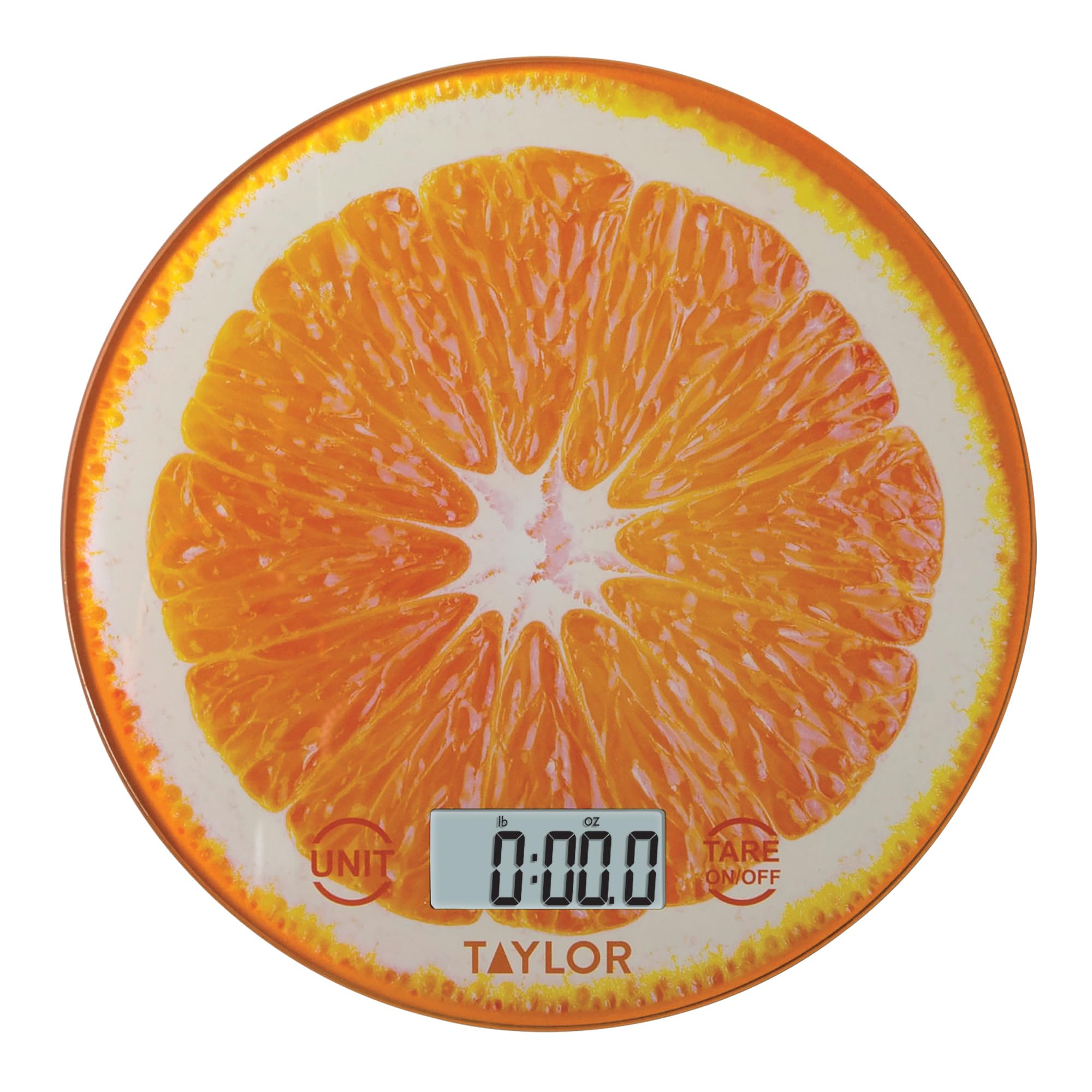 Taylor Precision Products Citrus Glass Kitchen Scale, Orange