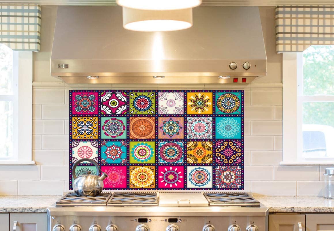 Decal Creation Mandala Rectangles Kitchen Wall Sticker Multicolor Size 61 Cm X 91 Cm