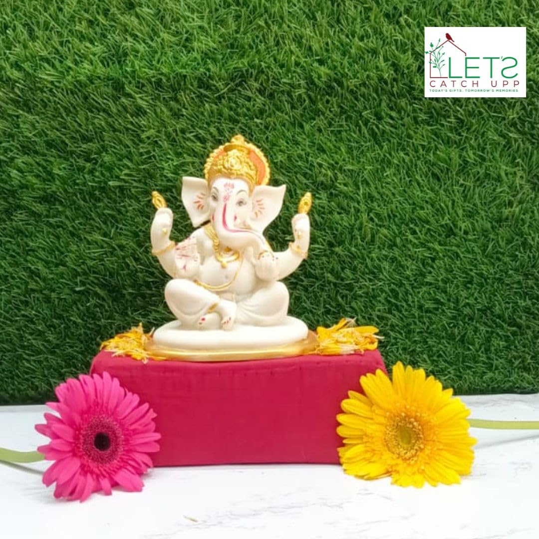 Lets Catch Upp Ganesh Statue & Ganapati Showpiece | God Statue & Lord Ganesha Murti | Decorative Car Dashboard, Home Decor, Livi