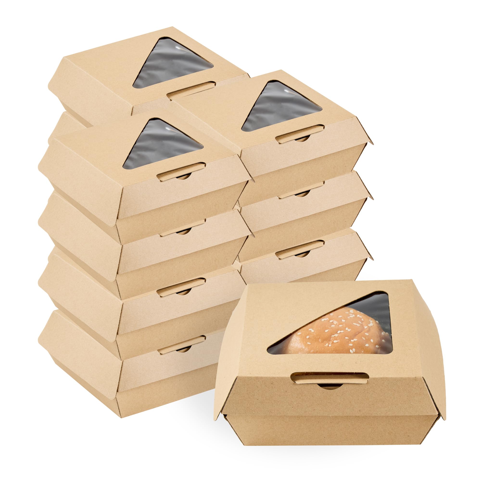 Restaurantware Clamshell Food Container 100 Count 5.41 x 5.5 x 2.63 Inches Paper Corrugated Take-Out Box Disposable Kraft Grease