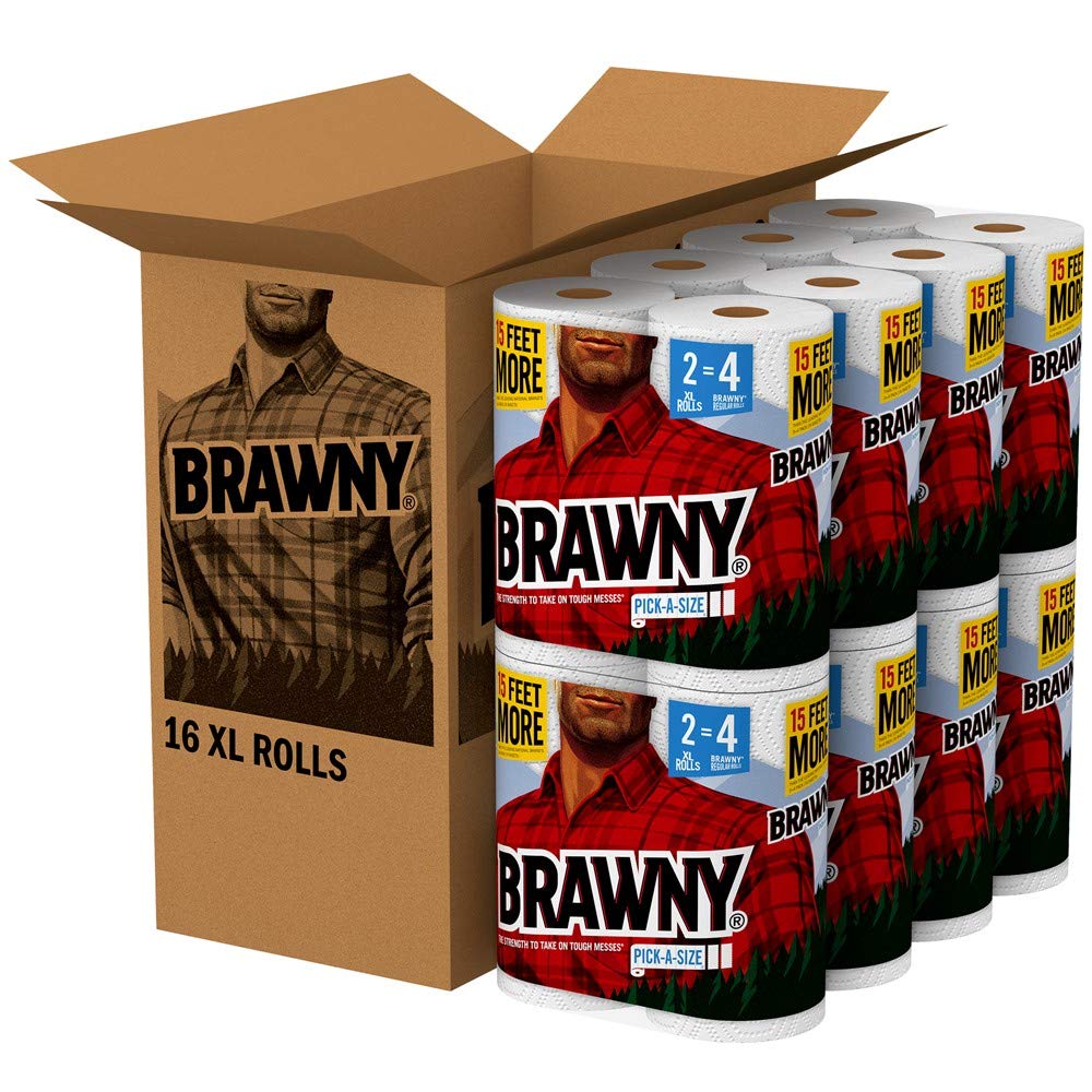 Brawny Paper Towels, 16 Xl Rolls, Pick-A-Size, White, 16 = 32 Regular Rolls