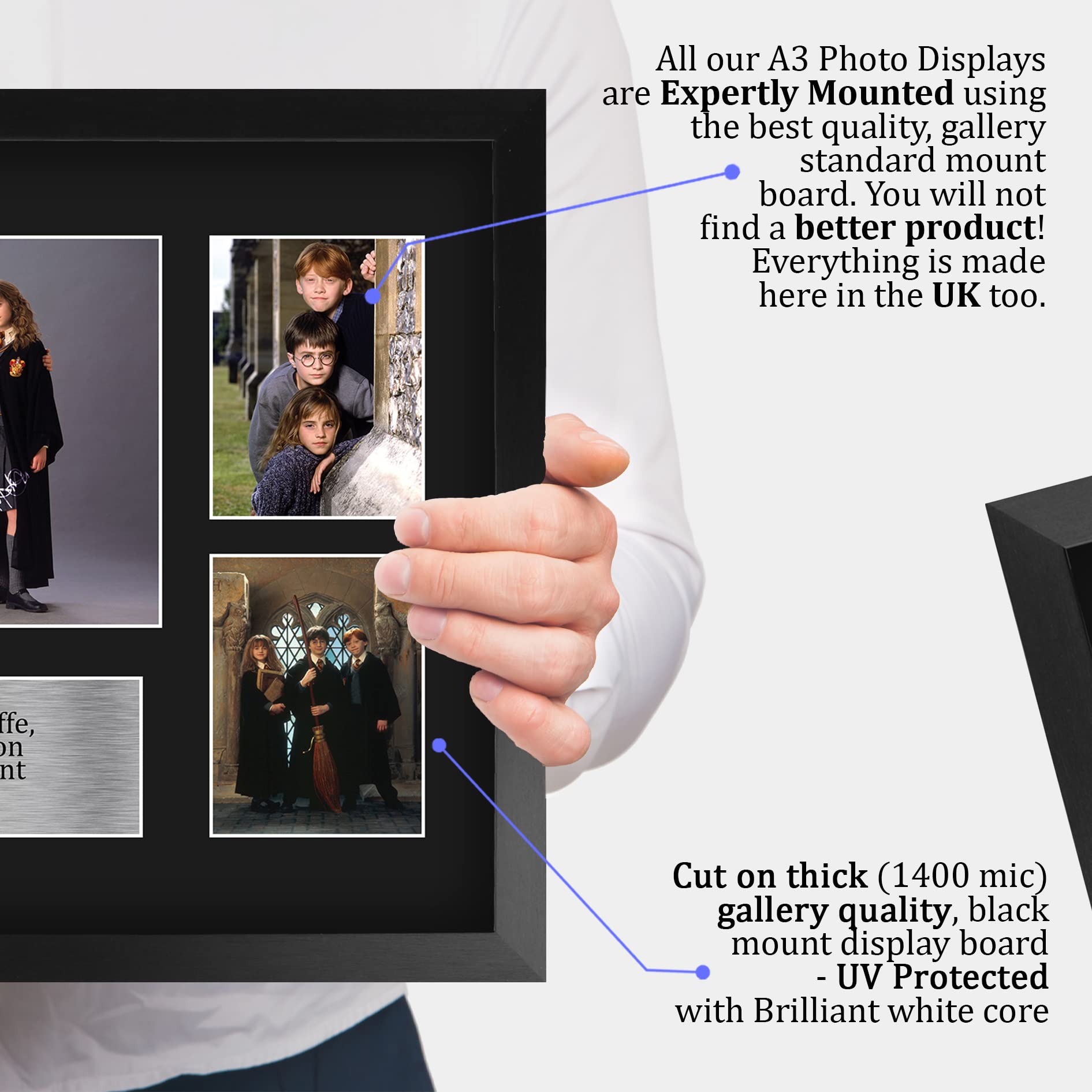 HWC Trading Framed Autograph Picture - Harry Potter Ron & Hermione, 16" x 12", Metal Display, Model F_A3_RADCLIFFE-WATSON-GRINT