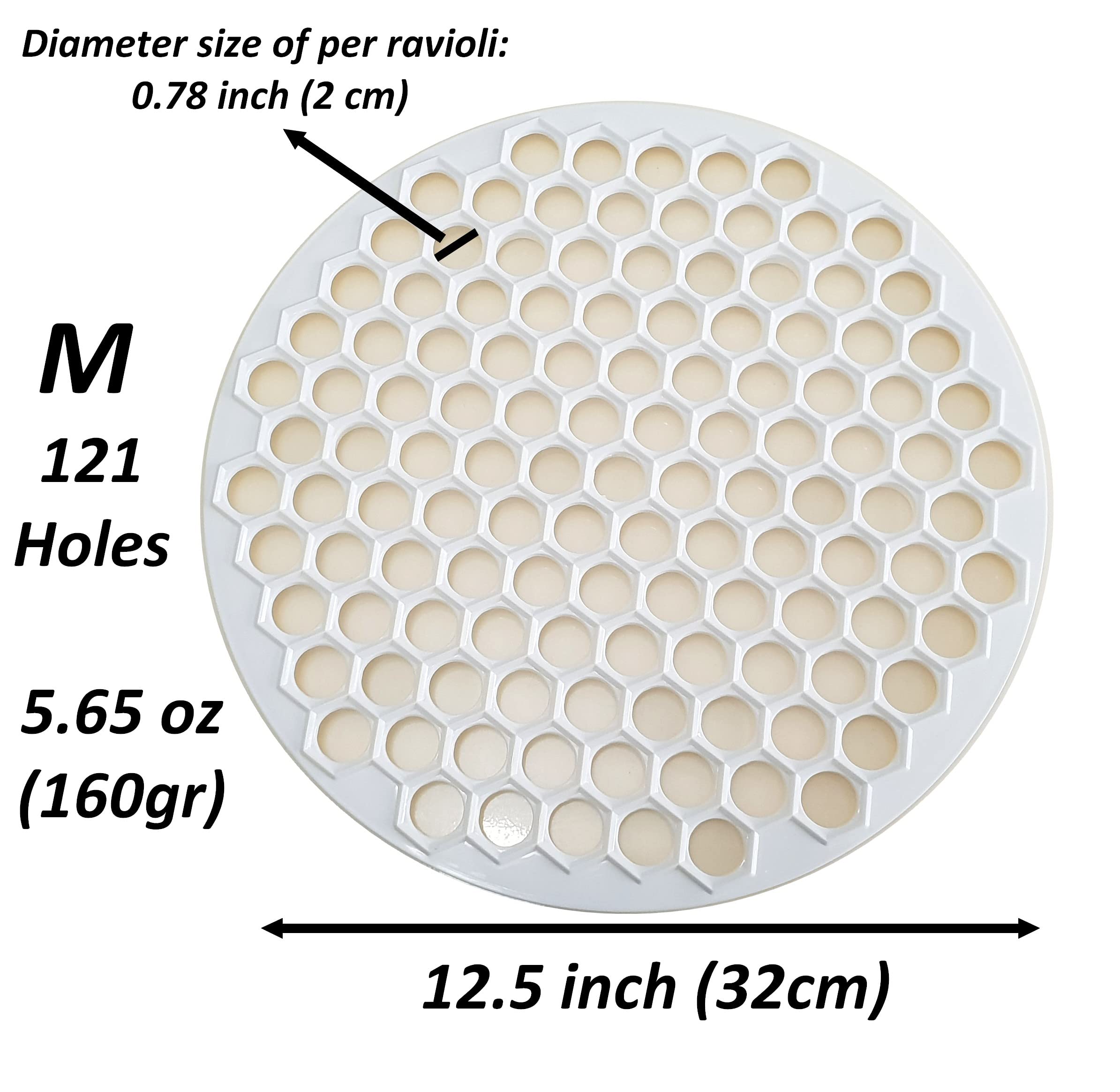 Pratic Circle (Small Holes) Ravioli Mold For Small Ravioli (121 Small Dough Rounds) - 12.5''/32Cm Dough Cutting Apparatus 121 Ho