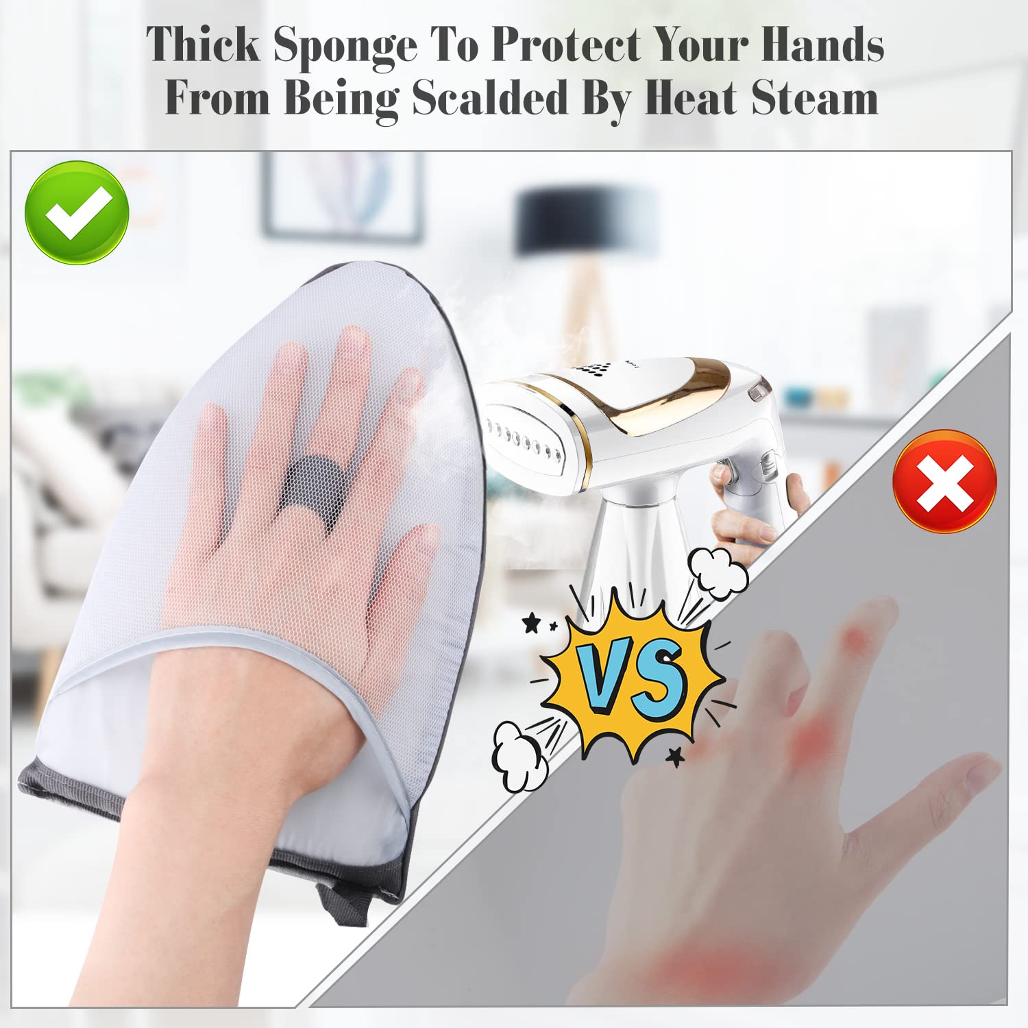 2 Pack Garment Steamer Ironing Gloves Heat Resistant Ironing Pad Anti Steam Glove Board Waterproof Garment Steamer Mitt With Fin