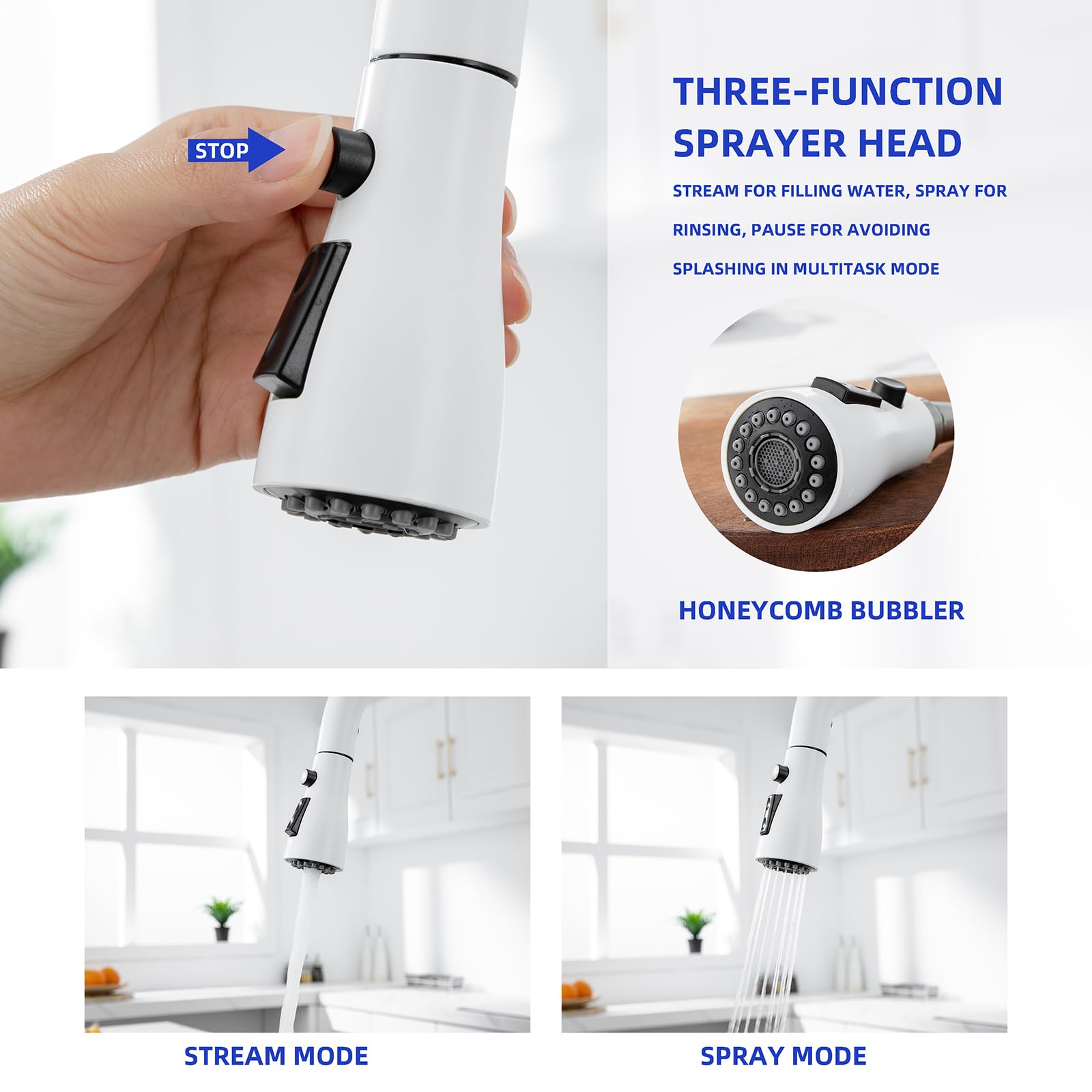 Hghgk Touch On Kitchen Faucet With Soap Dispenser And Pull Down Sprayer - Single Handle Kitchen Sink Faucet, 1 Or 3 Hole Design