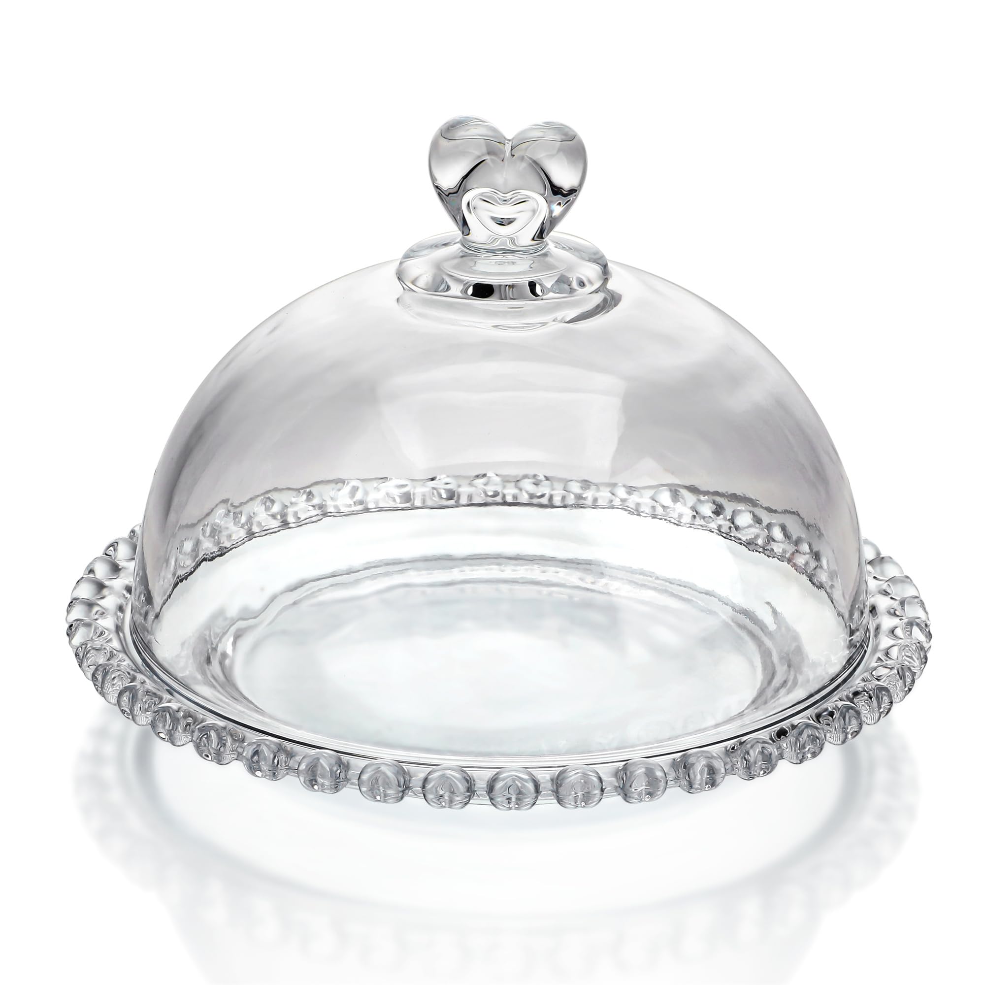 7X5In Crystal Cake Plate With Dome, Cake Stand With Cover, Round Pattern Glass Serving Platter With Lid For Kitchen Dining Baker