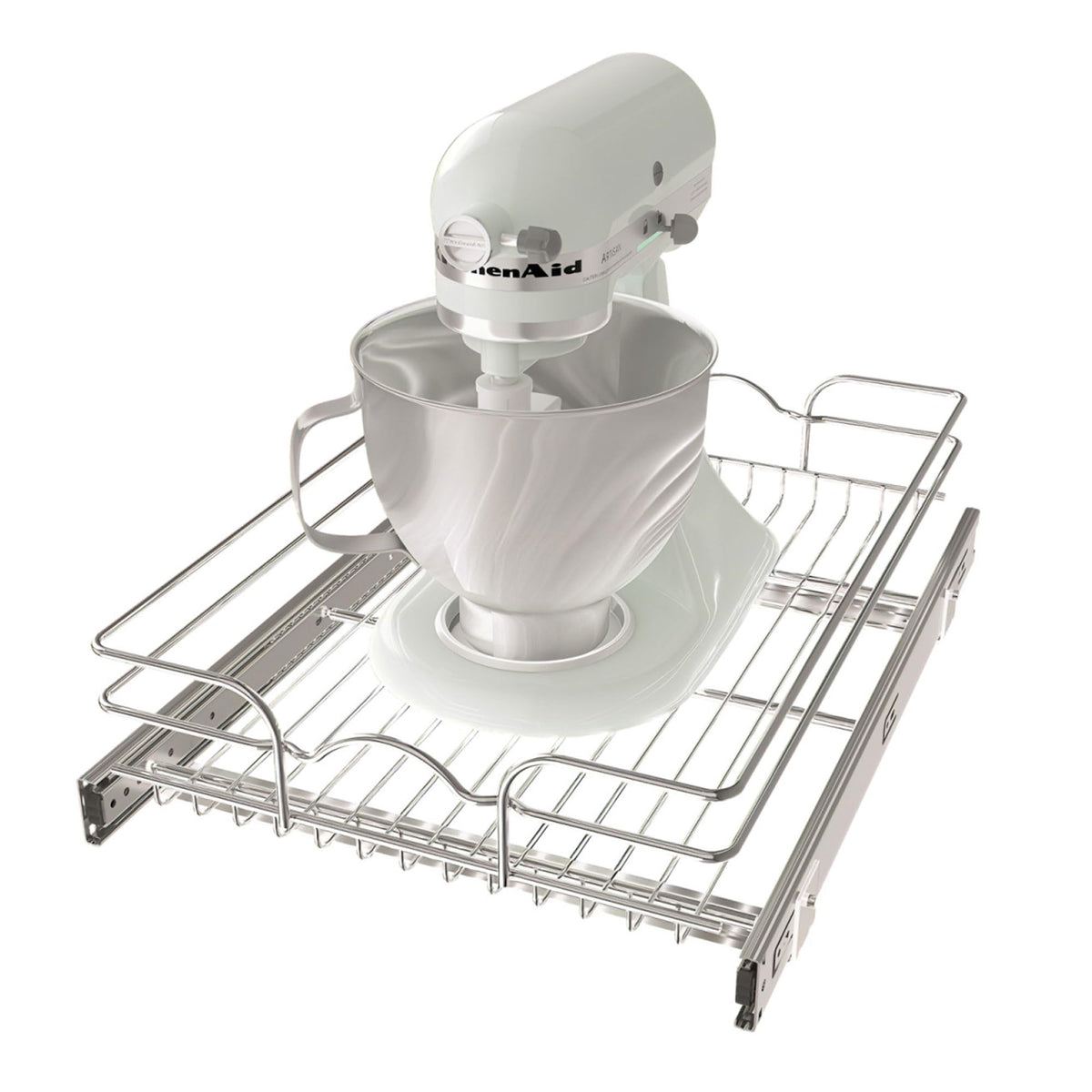 Rev-A-Shelf Kitchen Cabinet Wire Pullout Shelf And Drawer Organizer Pantry Storage With Basket And Mounting Hardware, 15 X 22 In