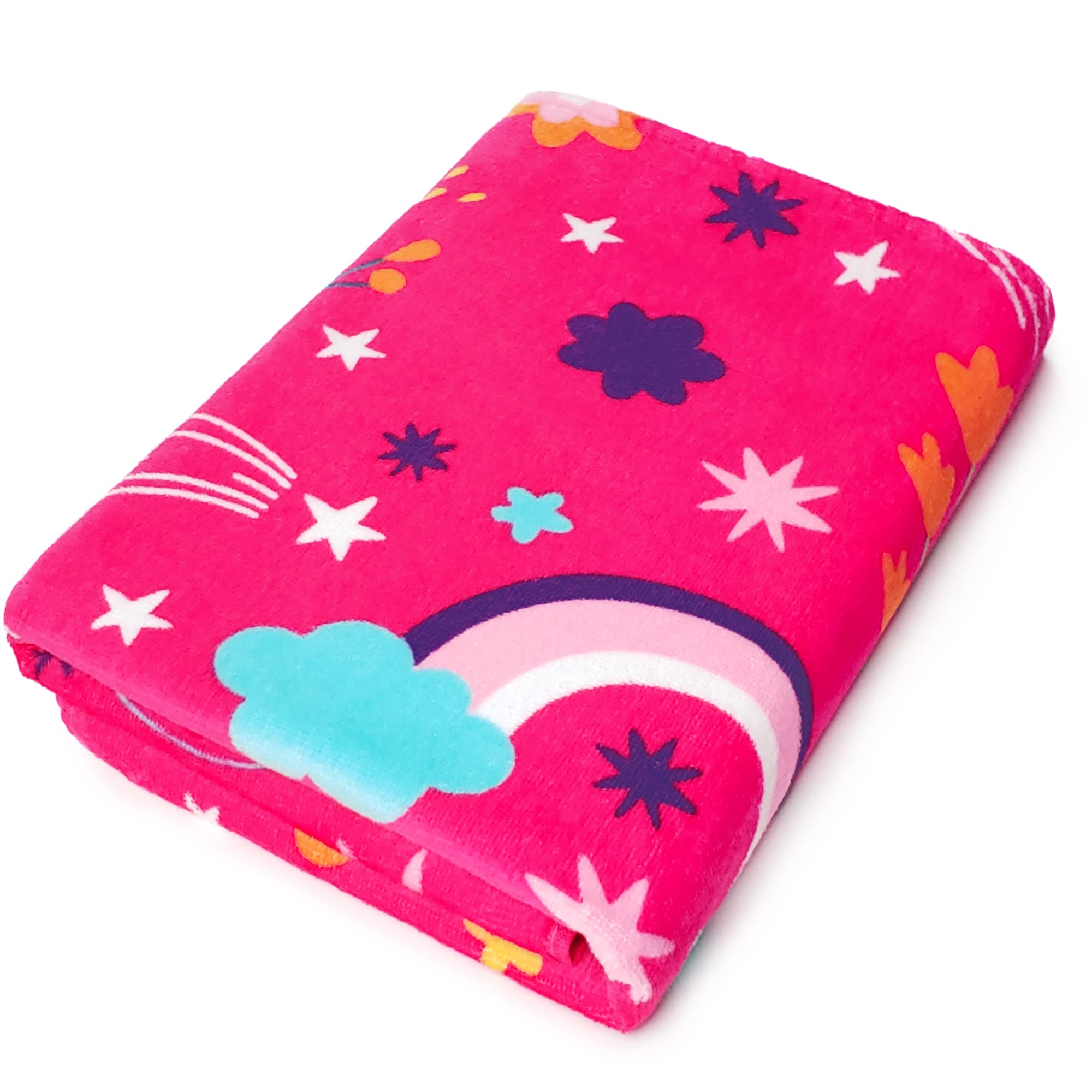 Softerry Love Unicorn Beach Towel Pink Fantasy Rainbow 30 X 60 Inches 100% Cotton Velour (30'' X 60'', Pink)