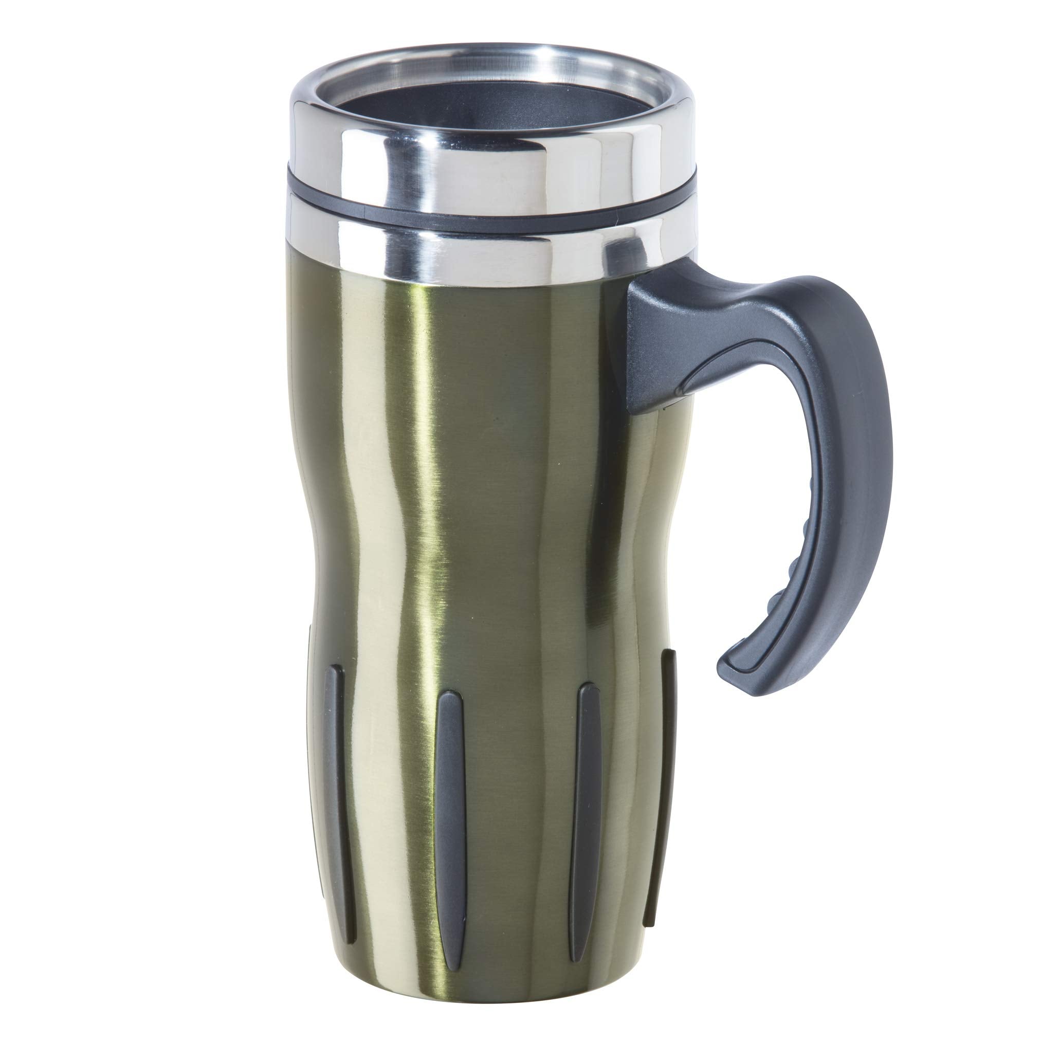 Oggi Multigrip Stainless Steel Thermal Travel Mug - Olive, 16Oz, With Slide Open Lid For Hot And Cold Beverages.
