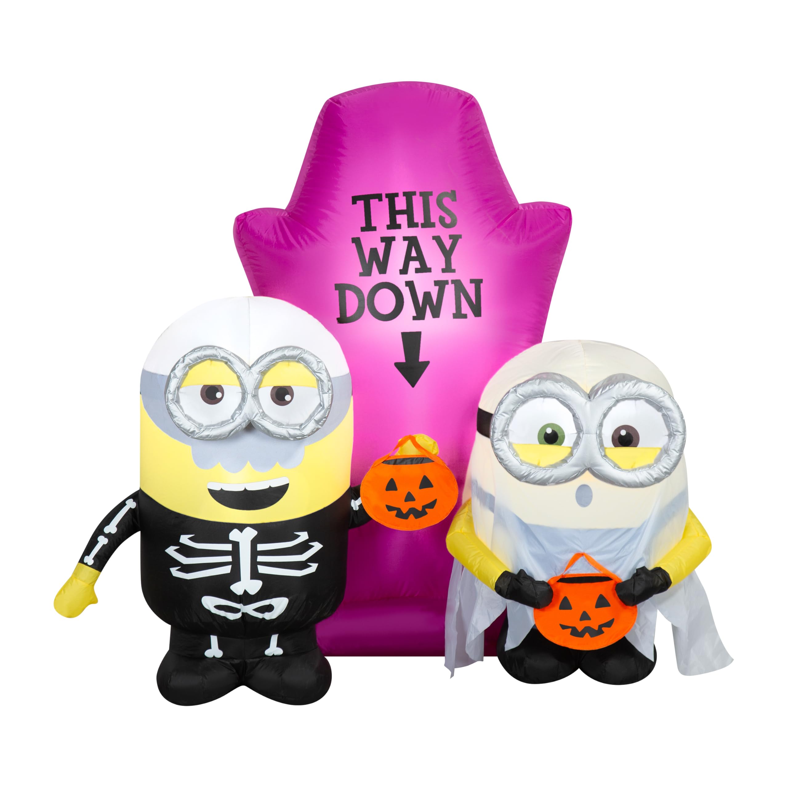 Gemmy Airblown Inflatable Minions Halloween Scene Universal, 5 ft Tall, Multicolored