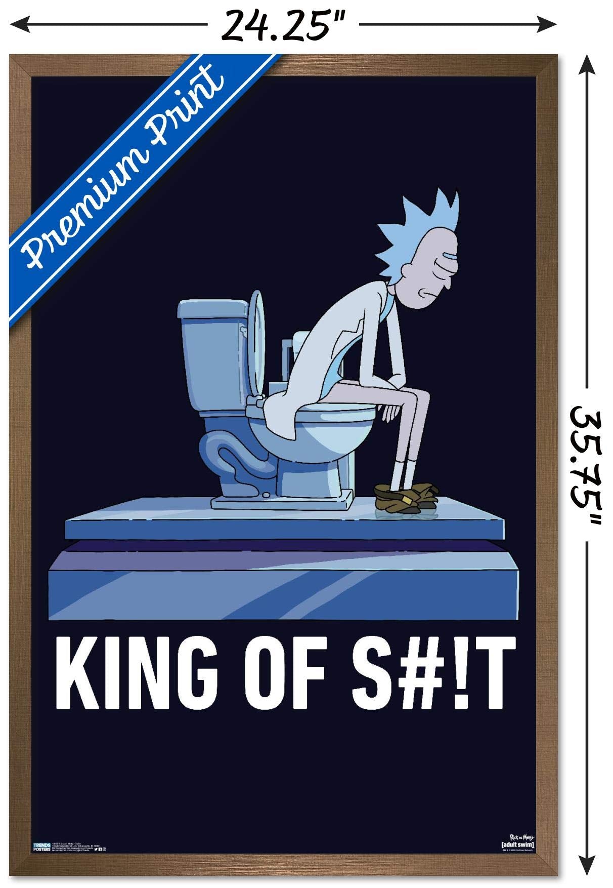Trends International Rick And Morty - Toilet Wall Poster, 22.375'' X 34'', Bronze Framed Version