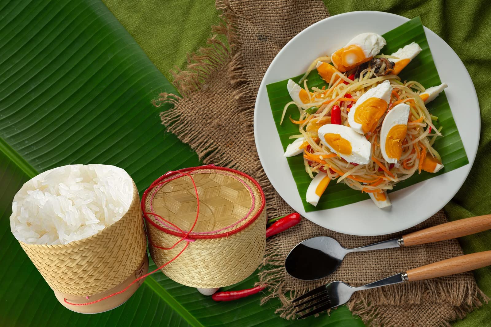 Sticky Rice Basket Kratip Container Thai Serving Bowl Bamboo Thai Laos Traditional Weave Wickerwork Serving Travel After Keep Wa