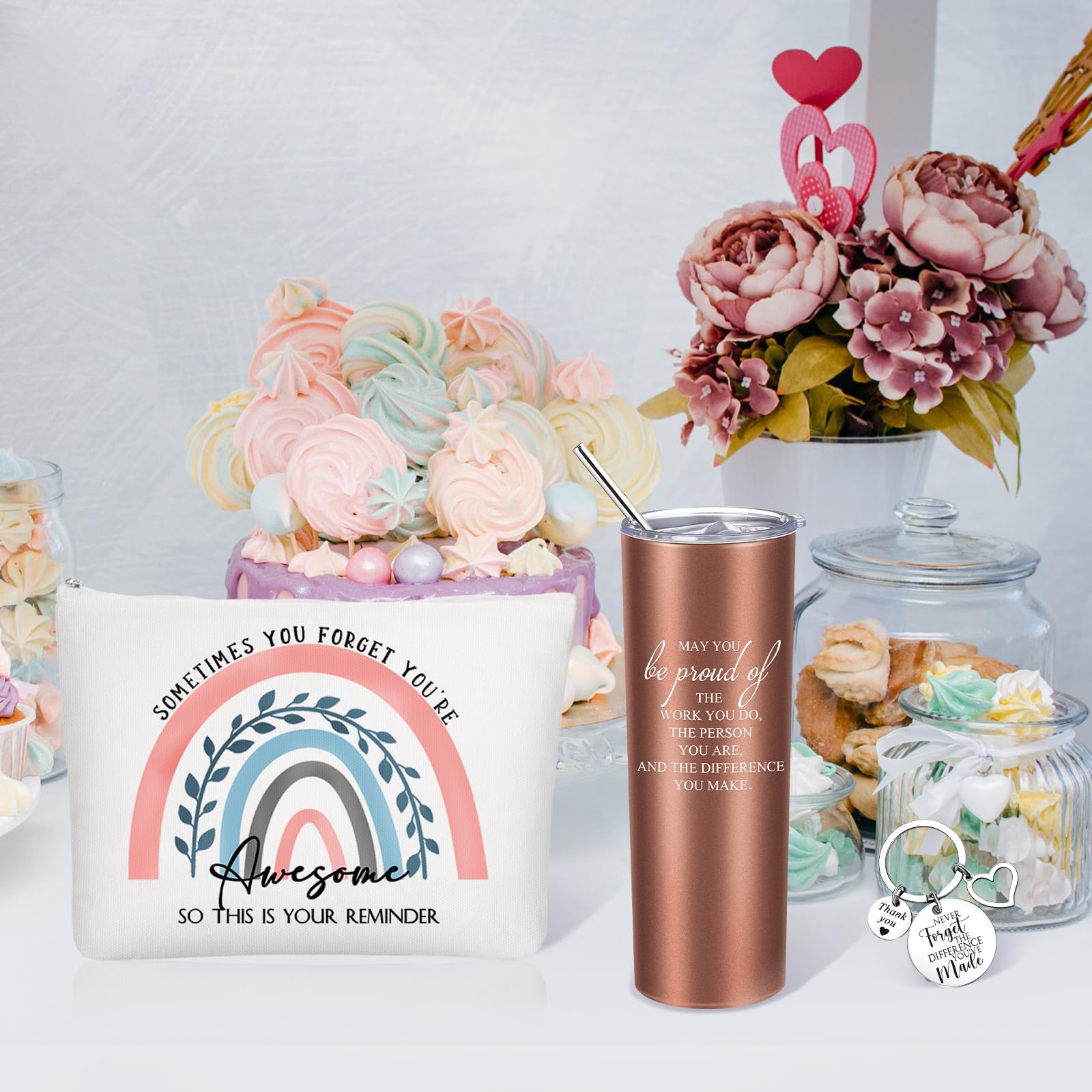Zhehao Employee Appreciation Gifts Set May You Be Proud Tumbler Cup With Keychain Makeup Bag Graduation Teacher Appreciation Gif