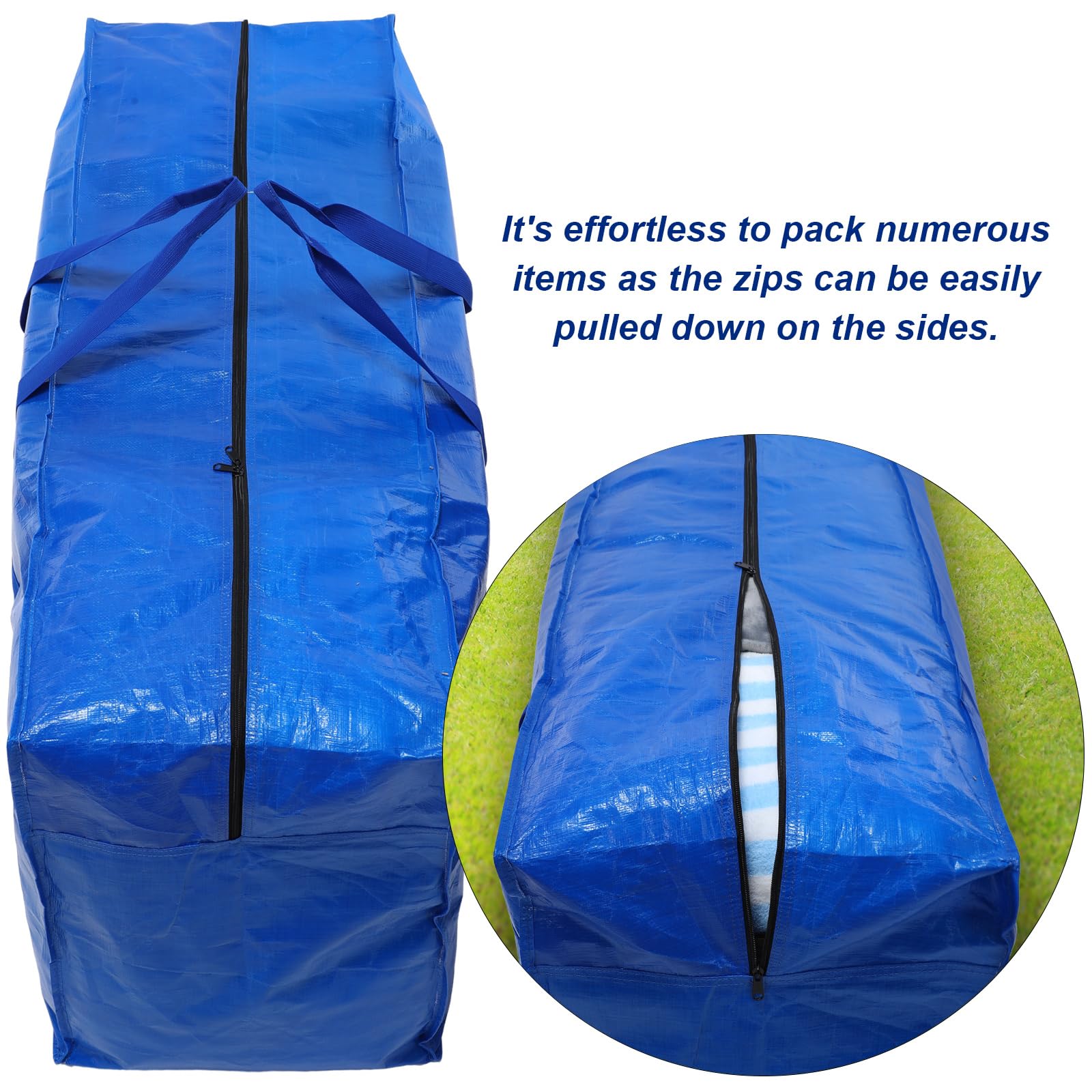 Clysee 4 Pcs 66 Gallon Large Storage Bags With Zipper And Handles Foldable Moving Bags Heavy Duty Extra Large Tote Duffle Bag Fo