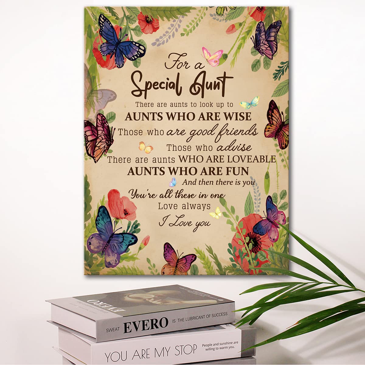 To My Aunt Saying -Hangable Canvas Poem Prints Framed Poster Wall Art for Aunt from Niece-Meaningful Aunt Gifts Aunt Home Bedroom Living Room Wall Decor- Special Aunt