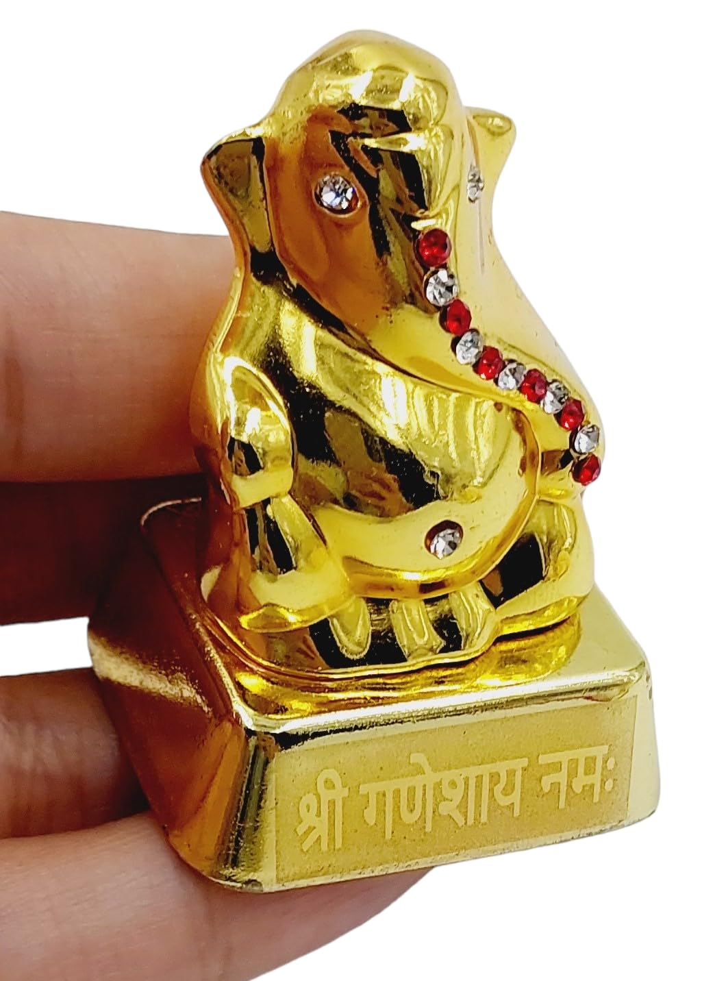 Artiskriti Ganpati Idol For Car Dashboard Decor, Temple Decoration, Golden, 4.5 Cm