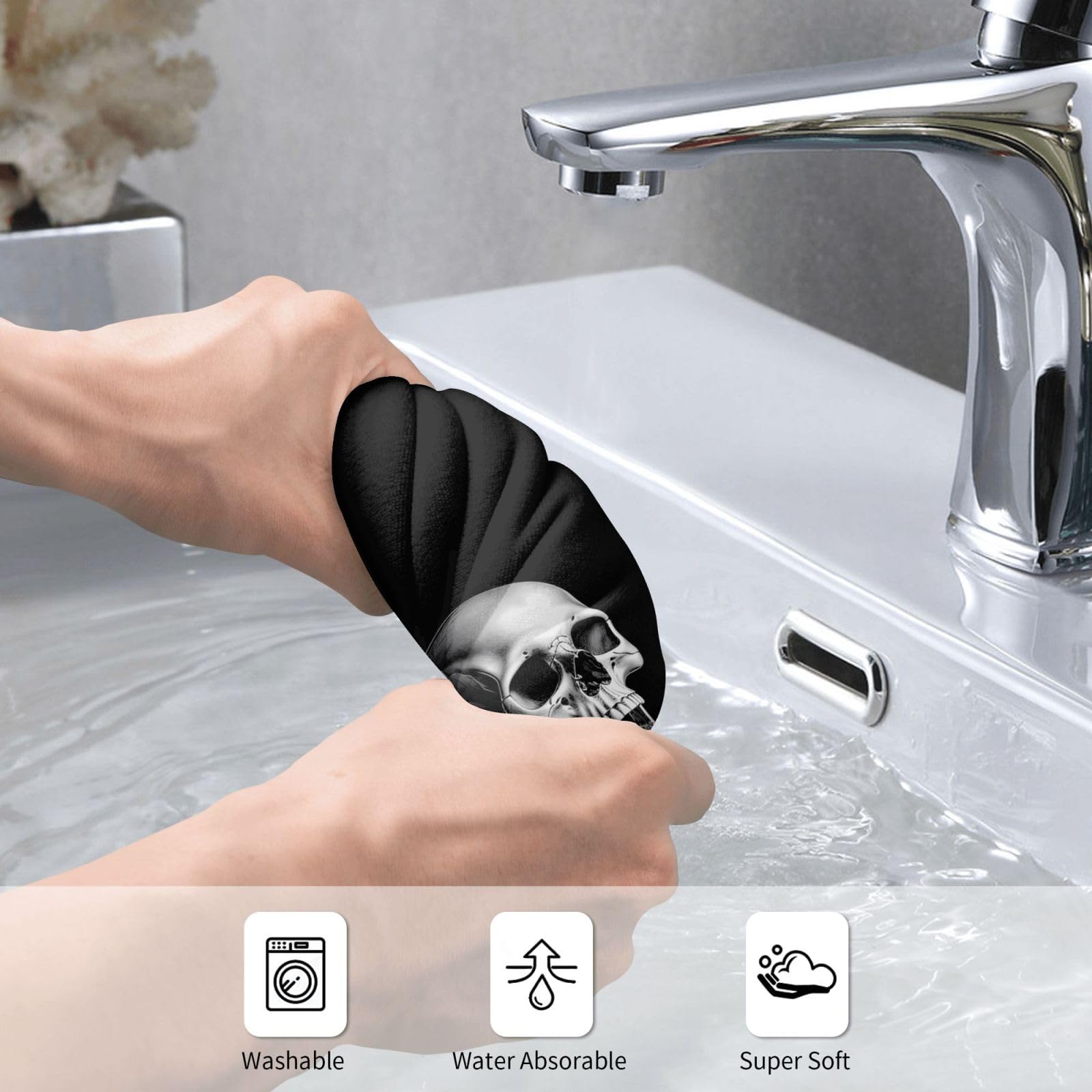 Aieefun Ultra Soft Absorbent Hand Towels, Rock and Roll Halloween Skull Bathroom Towel for Gym and Spa, 27.5 x 15.7 Inches