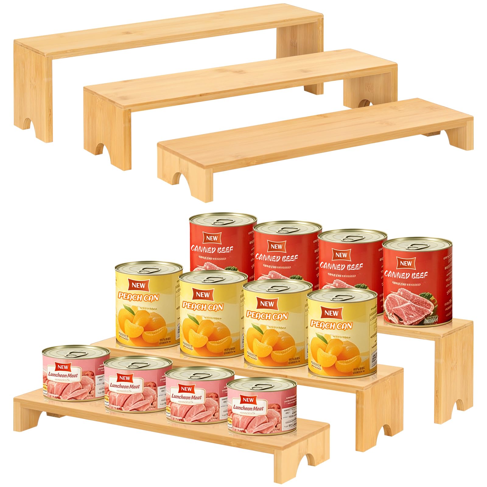 Tfro & Cile 3Tier Can Organizer for Pantry Cabinet Countertop, 6 PCS