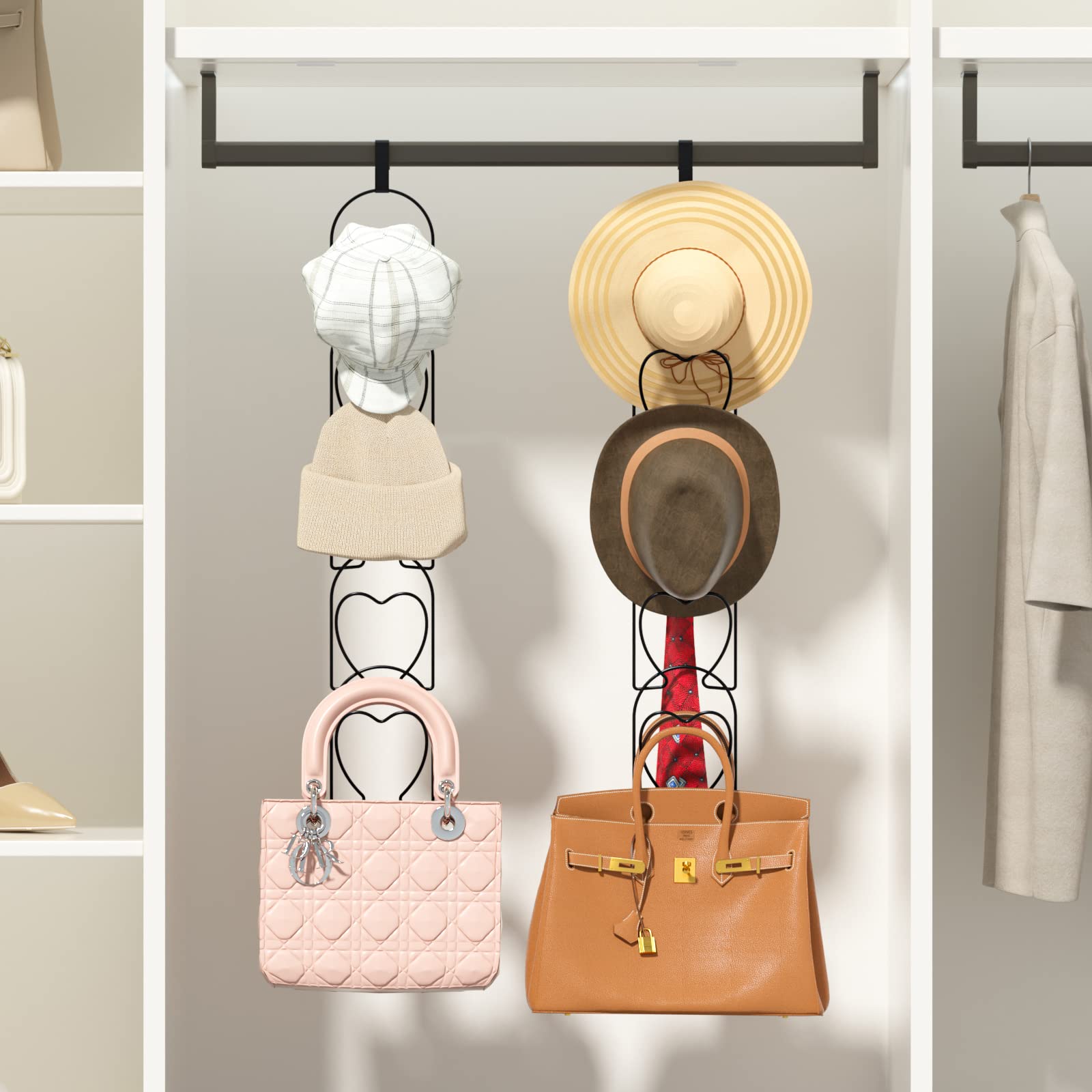 Linfidite 15 Pcs Hat Rack Baseball Cap Display Storage Rack Over Door Wall Mounted Hanging For Scarves Handbags Towels Clothes T