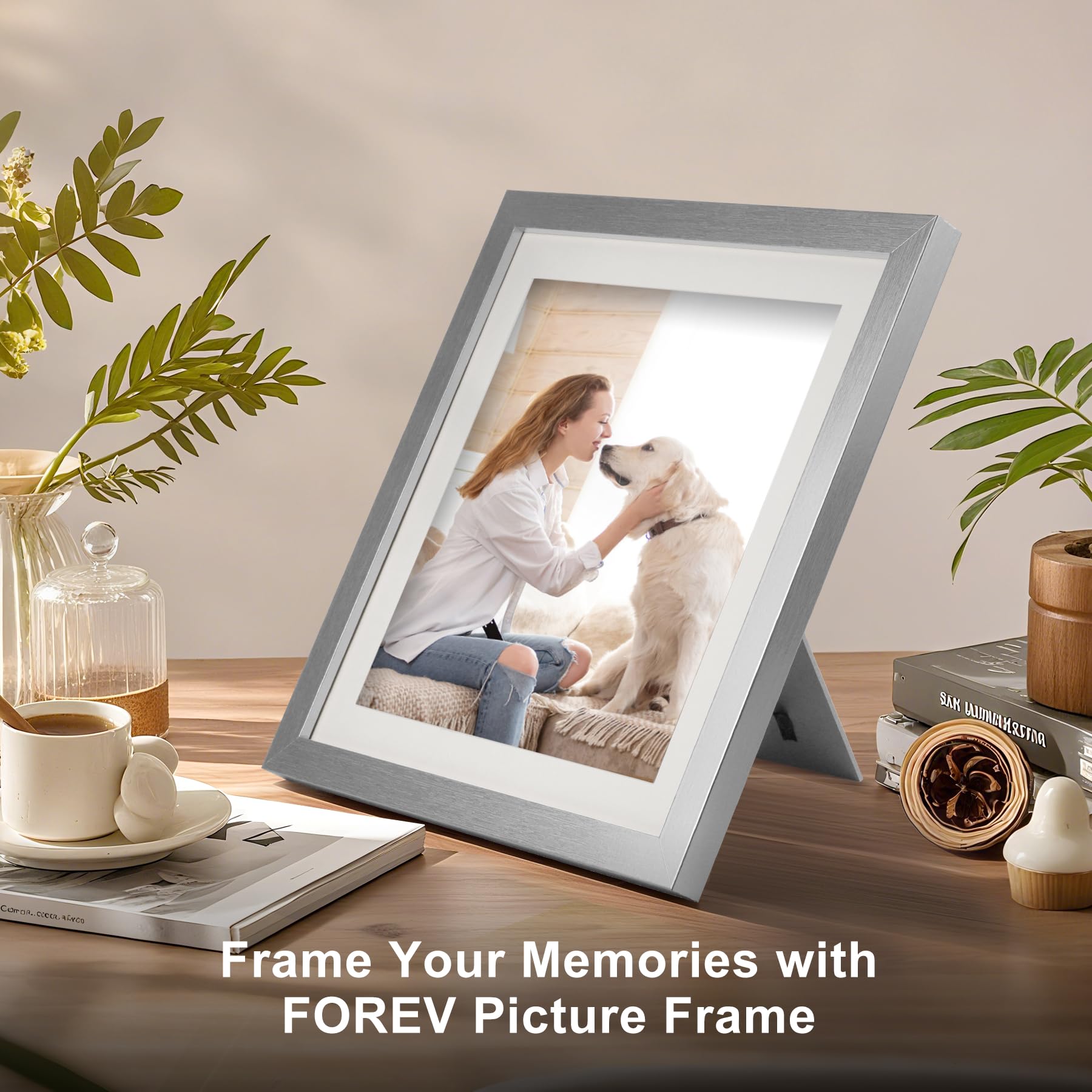 TOFOREVO Picture Frames 8x10 Set of 2 Distressed Silver Wood Grain Photo Frame for Gallery Wall Mounting or Tabletop Display