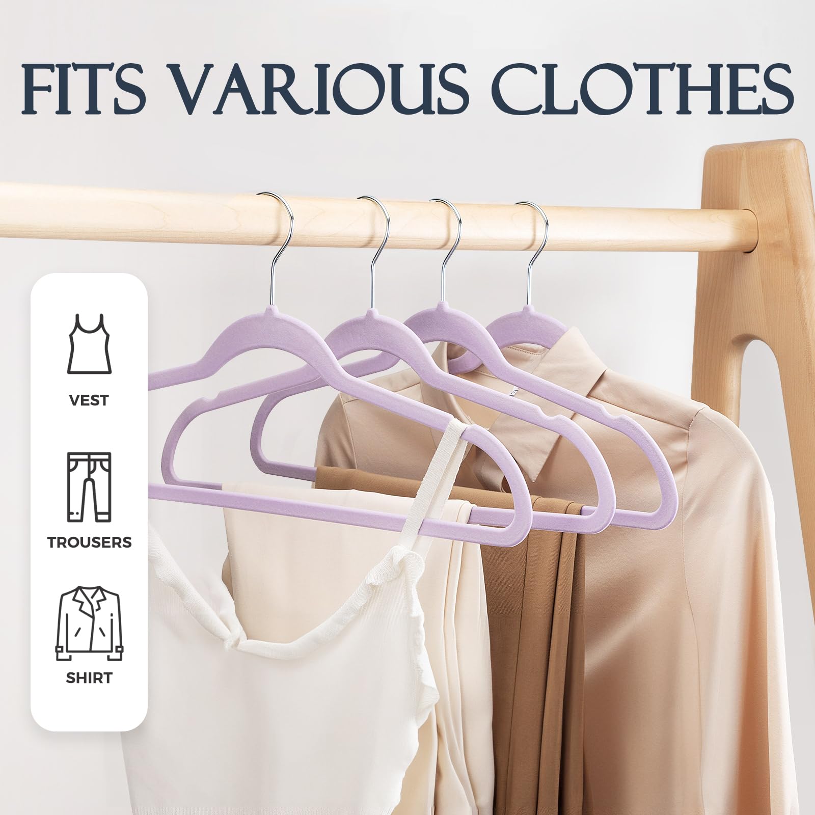 HOUSE DAY Purple Velvet Hangers 60 Pack  Premium Clothes Hangers Non-Slip Felt Hangers  Sturdy Purple Hangers Heavy Duty Coat Hangers  Durable Suit Hangers  Space Saving No Hanger Marks 360 Rotate