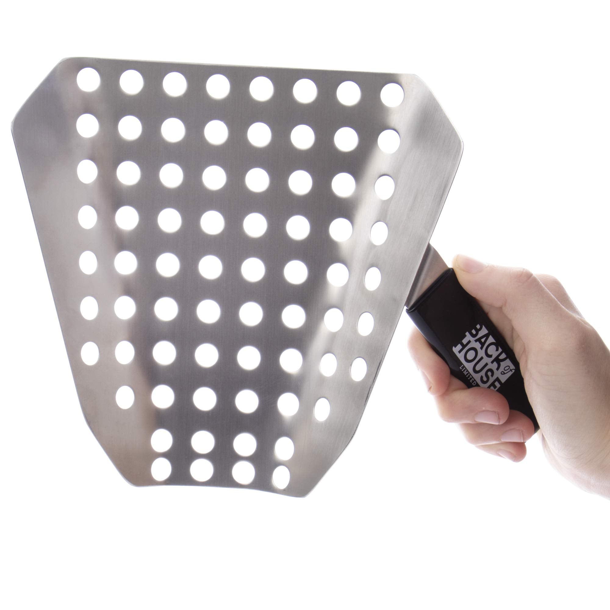 Popcorn Speed Scoop - Perforated Stainless Steel Quick-Fill Scooper For Bags, Buckets & Boxes, Removes Unpopped Kernels - Utilit