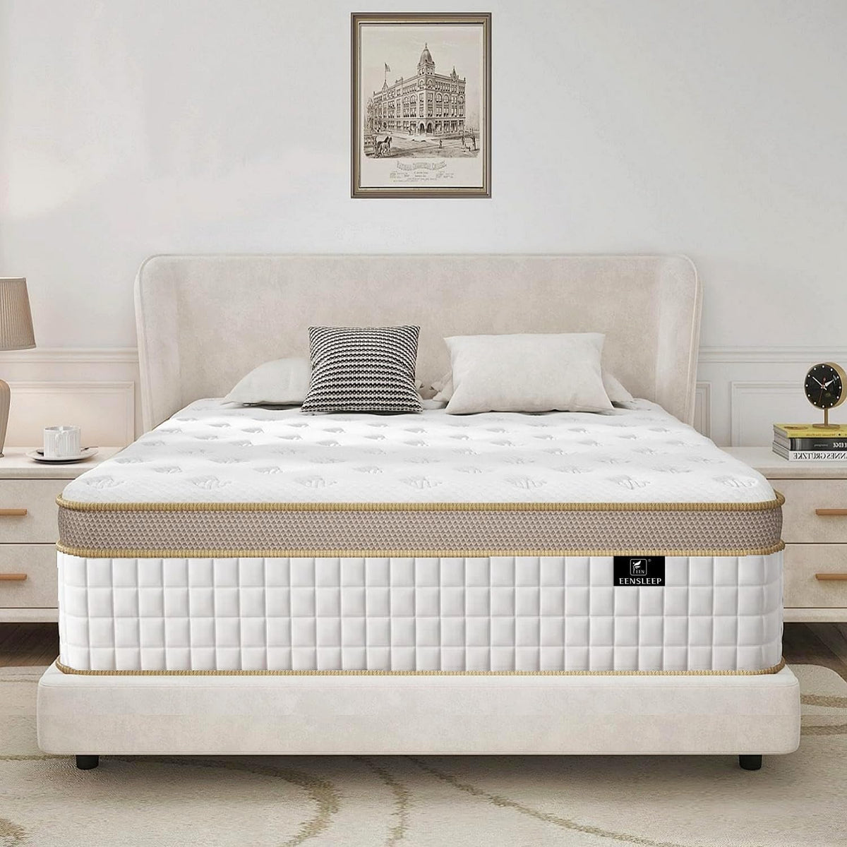 King Size Mattress, Upgrade Strengthen Firm 14 Inch Hybrid King Mattress In A Box, Mattress King With High Density Memory Foam A