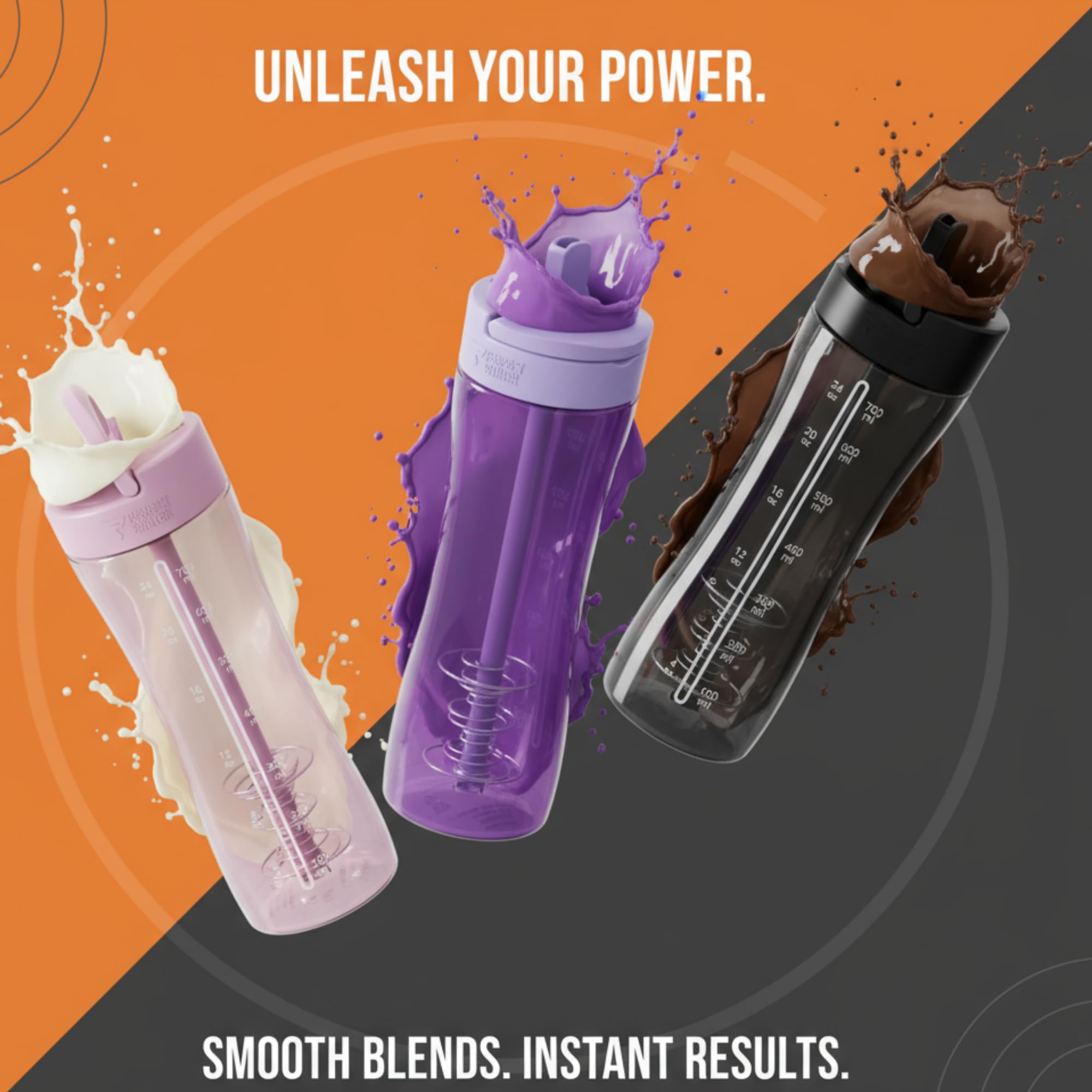 PerfectShaker Luma Series Shaker Bottle with Built-In Straw & Measurement Scale - 28oz - Leakproof, BPA-Free, Dishwasher Safe -