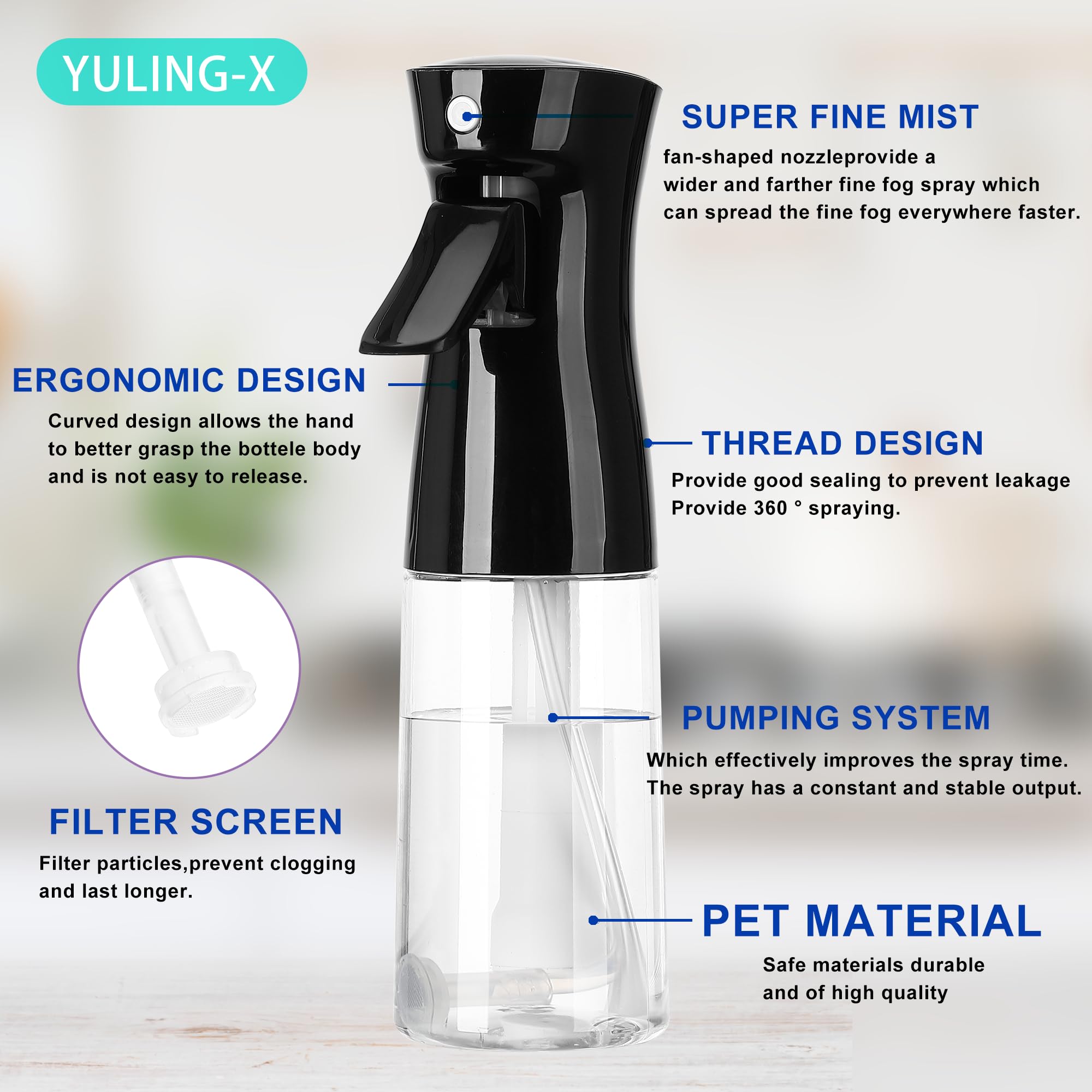 Yuling-X Spray Bottles For Hair, Continuous Spray Bottle Used For Hair Design, Plants, Cleaning, Hair Care And Skin Care, Etc. -