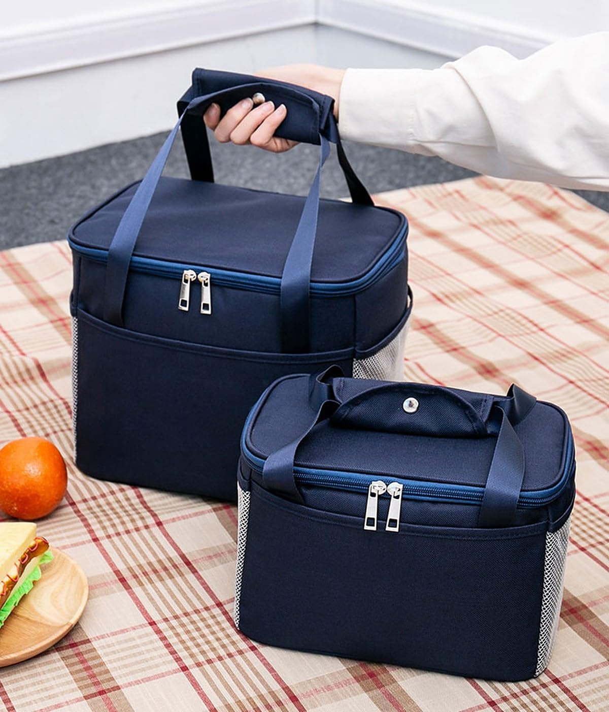 Wolpin 1 Piece Lunch Bags For Office Men Women, Kids Insulated Travel Box/Tiffin/Storage Bag, College & School (Navy Blue)