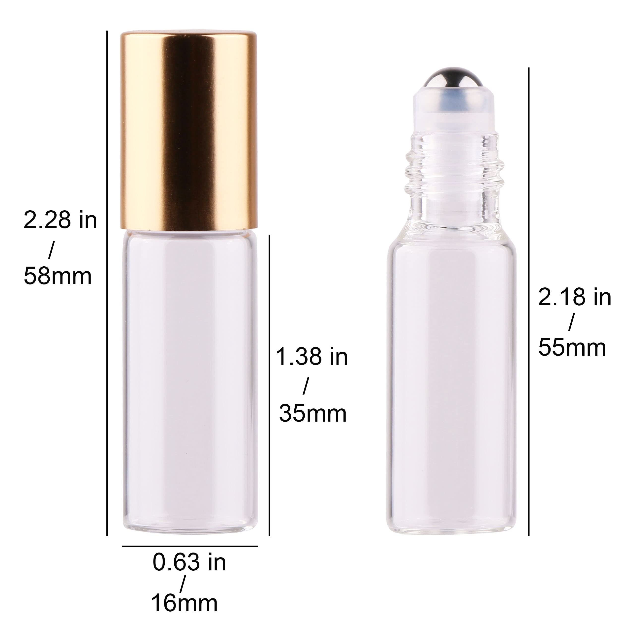 Maxmau Roller Bottles For Essential Oils, 24Pcs 5Ml Roll On Bottle Clear Glass Sample Test Refillable With Opener Funnel Dropper