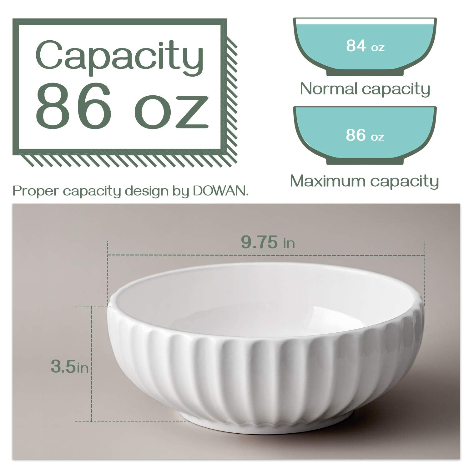 DOWAN 9.8   Serving Bowls, 86 oz Large Salad Bowl, Ceramic Serving Dishes, Set of 2, Pumpkin Shape for Halloween, Entertaining