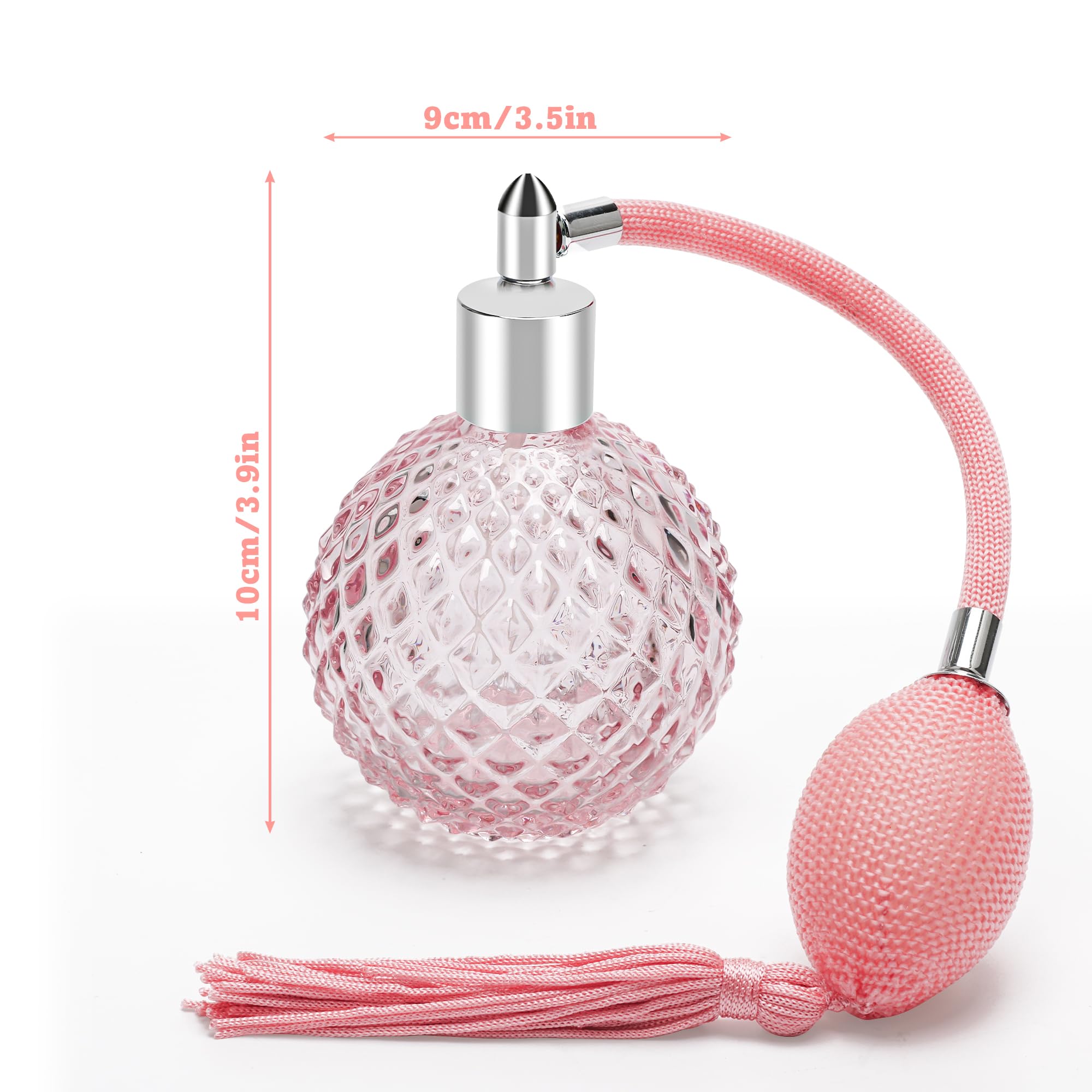 Coolrunner Crystal Art Vintage Style Refillable Perfume Atomizer Long Spray Bottle 100Ml (Pink)