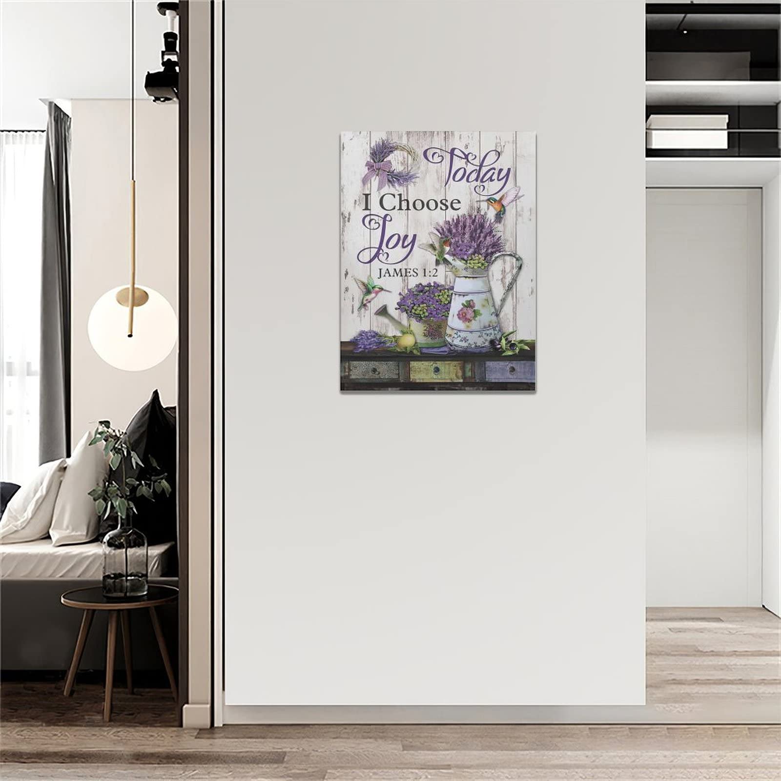 Purple Lavender Wall Art Farmhouse Today I Choose Joy Pictures Canvas Decor Country Flower Hummingbird Painting Prints Framed Ar