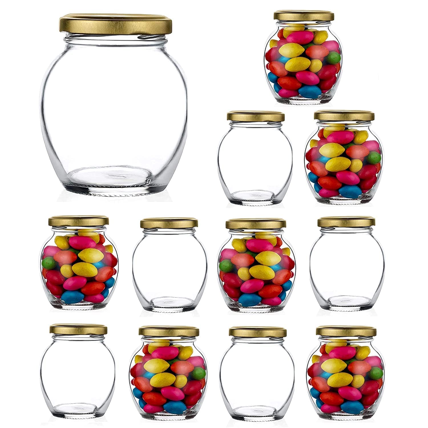 Bliss Start Matka Shape Glass Jar Container, Transparent Glass Jar And Container Airtight And Rust Proof Matki Glass Jar With Ai