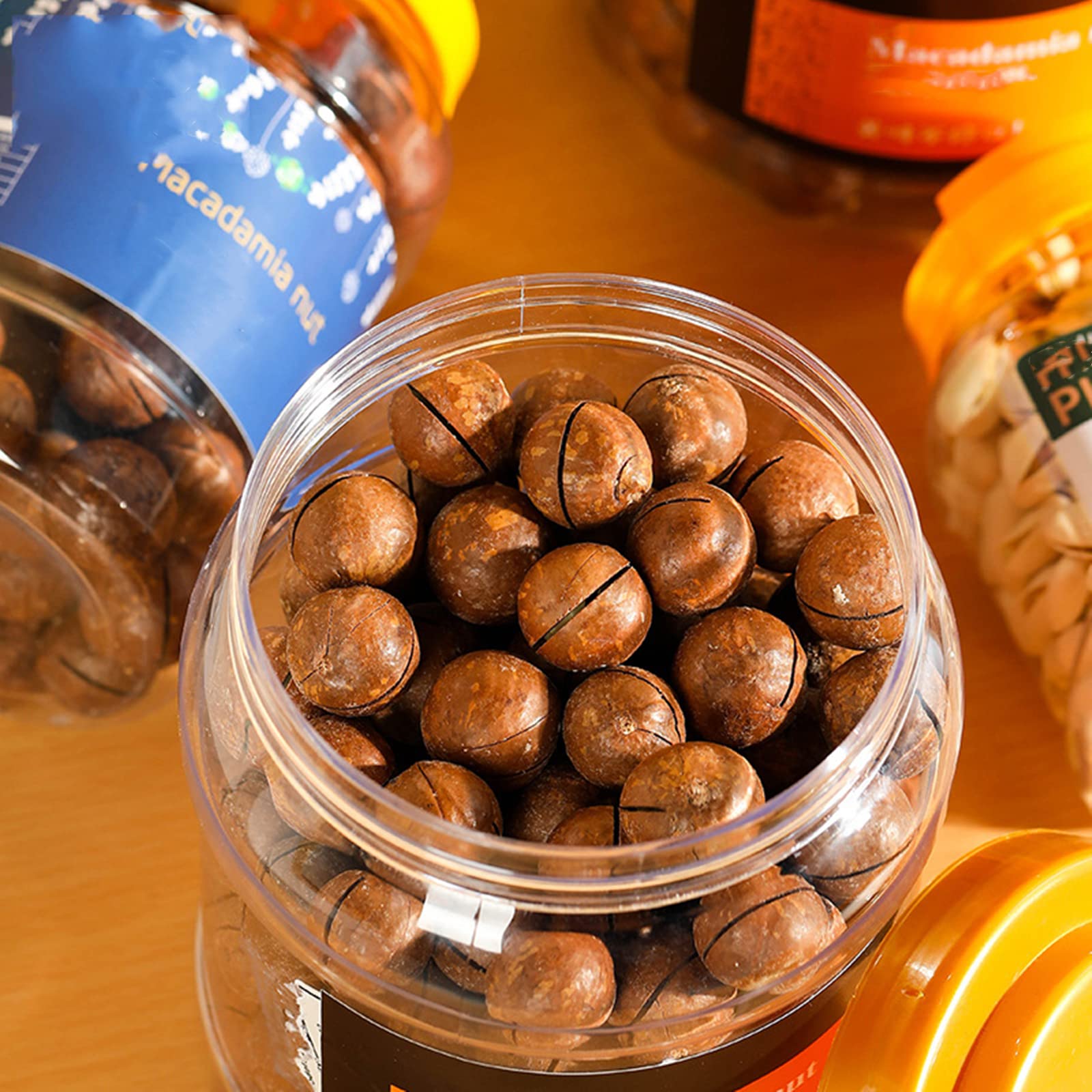 Lyellfe Clear Plastic Jars - 4 Pack Half Gallon, BPA Free, Wide Mouth, Leak-proof, Airtight Food Storage Containers
